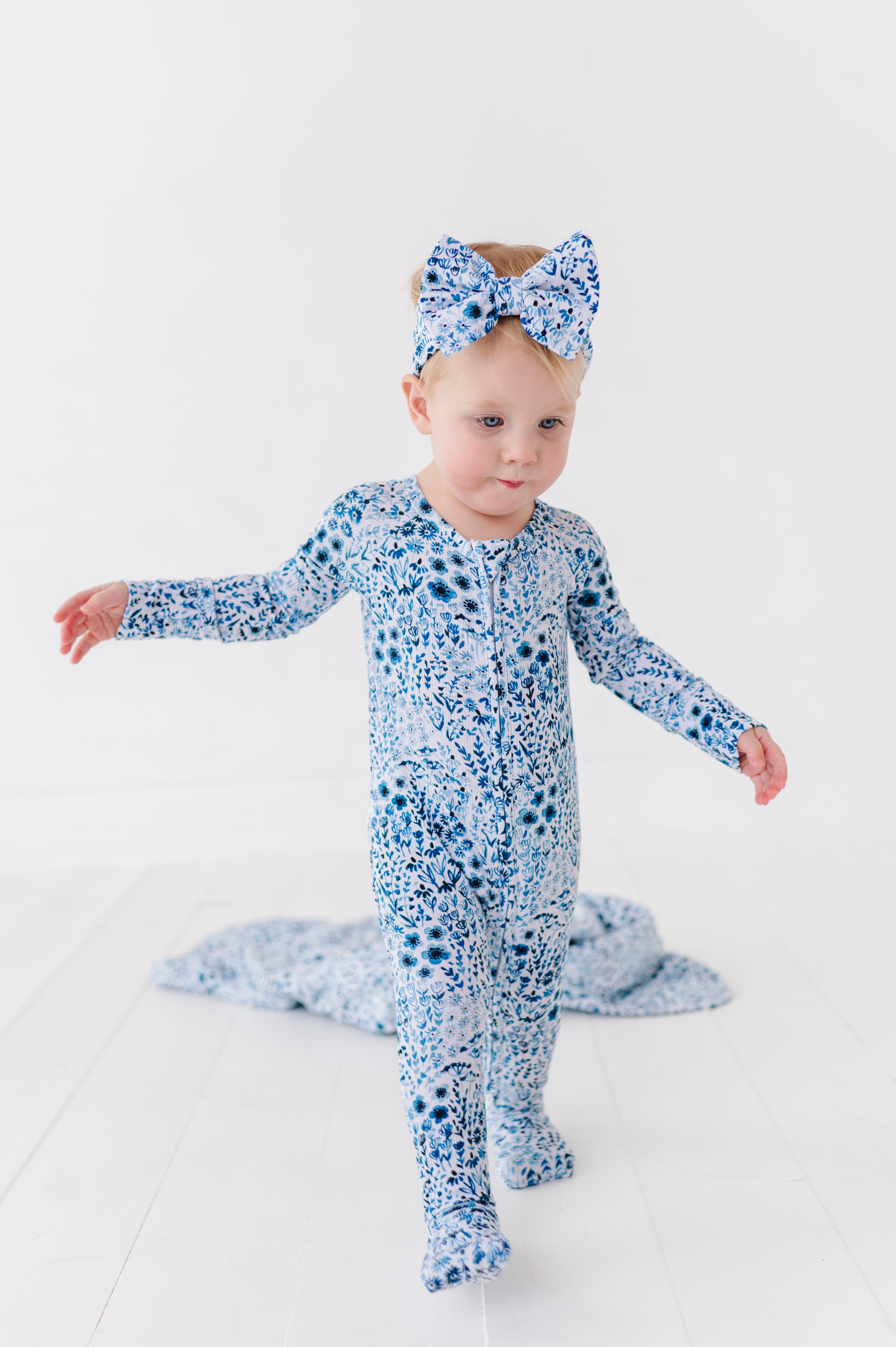 RIBBED ZIP JAMMIES - ROYAL GARDEN