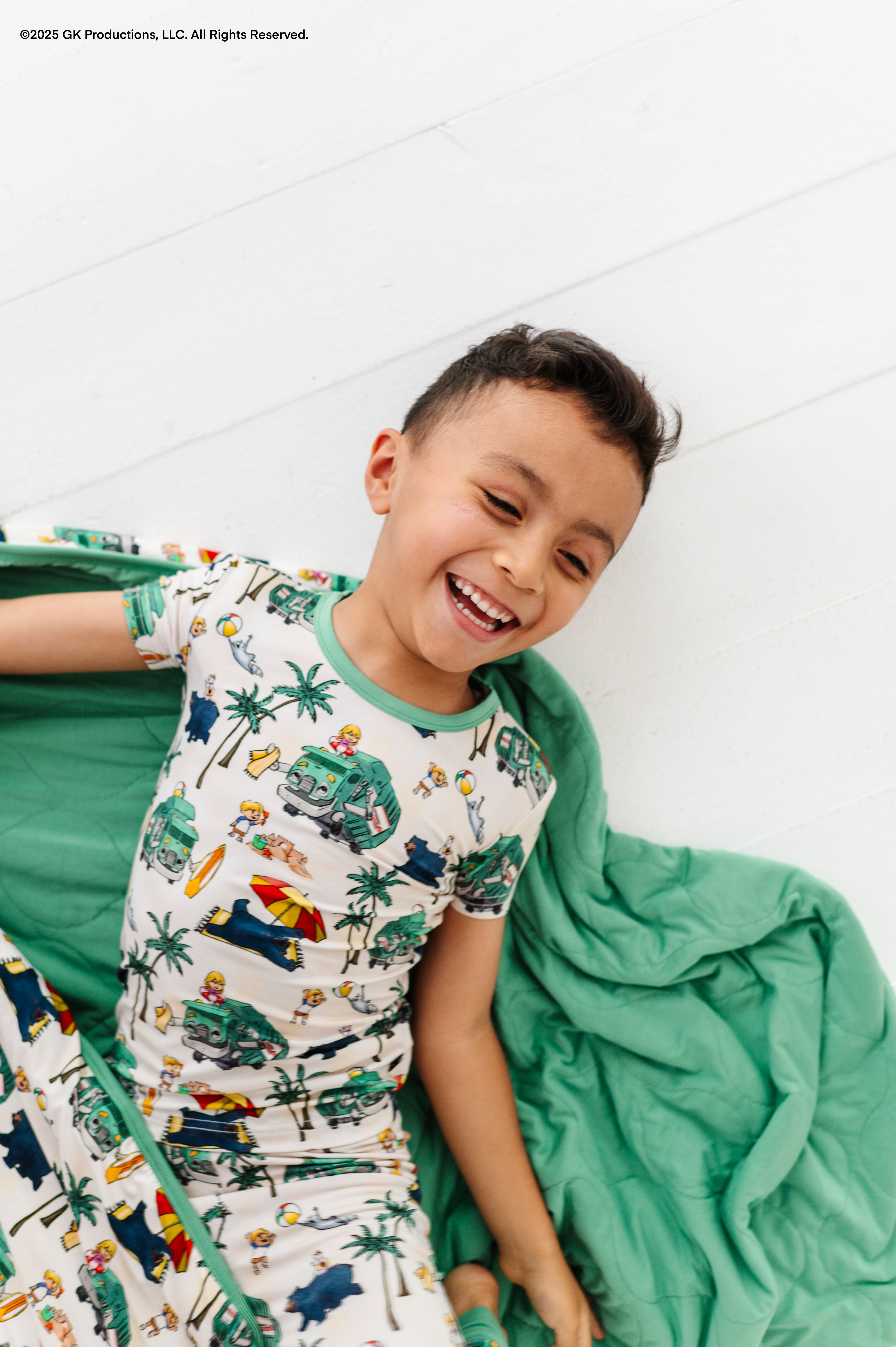 TWO PIECE JAMMIES PANTS WITH SHORT SLEEVE SET - TRASH TRUCK™ BEACH DAY