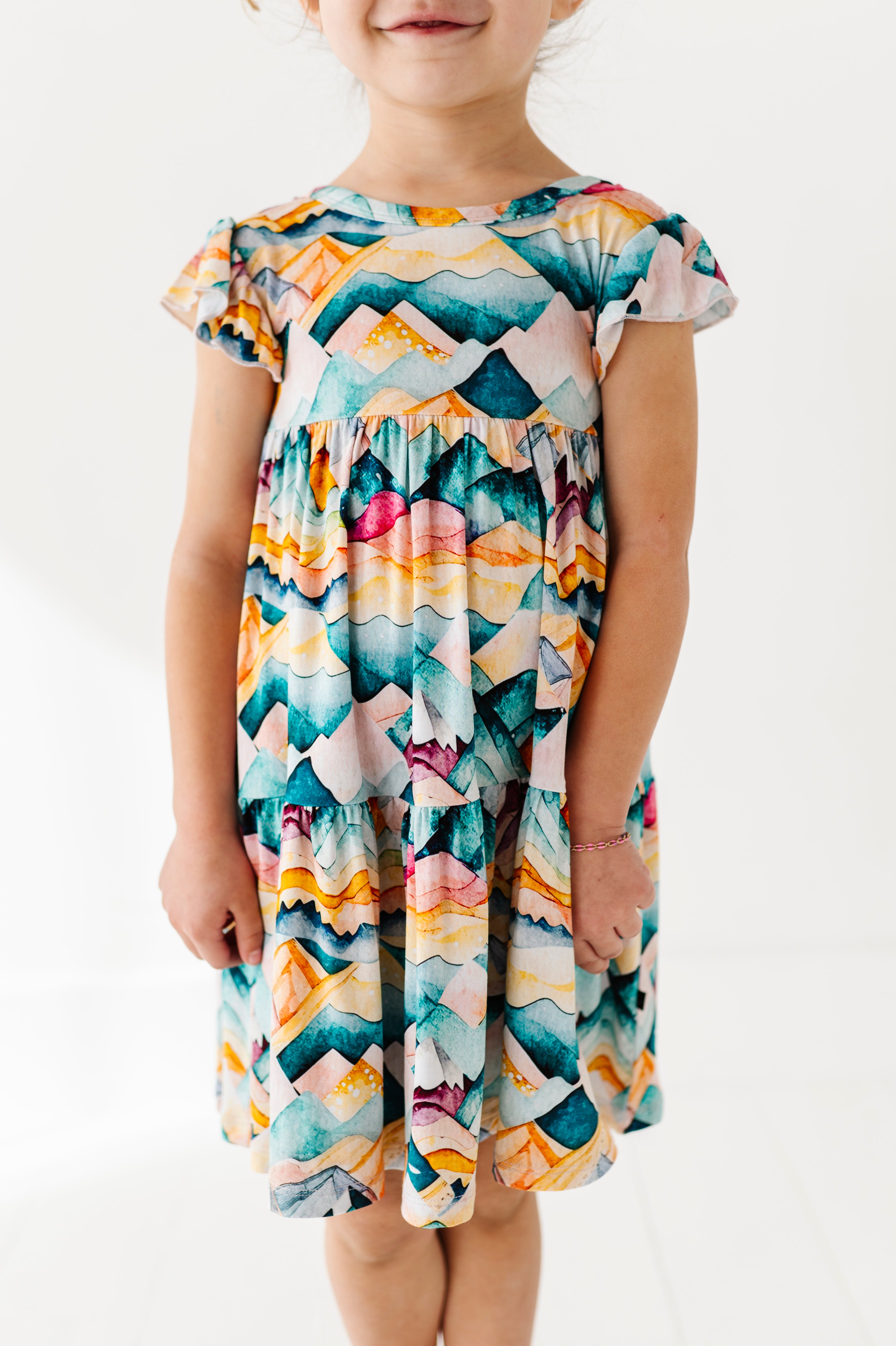 TIERED FLUTTER SLEEVE TWIRL WITH SHORTS - SPRING MOUNTAINS