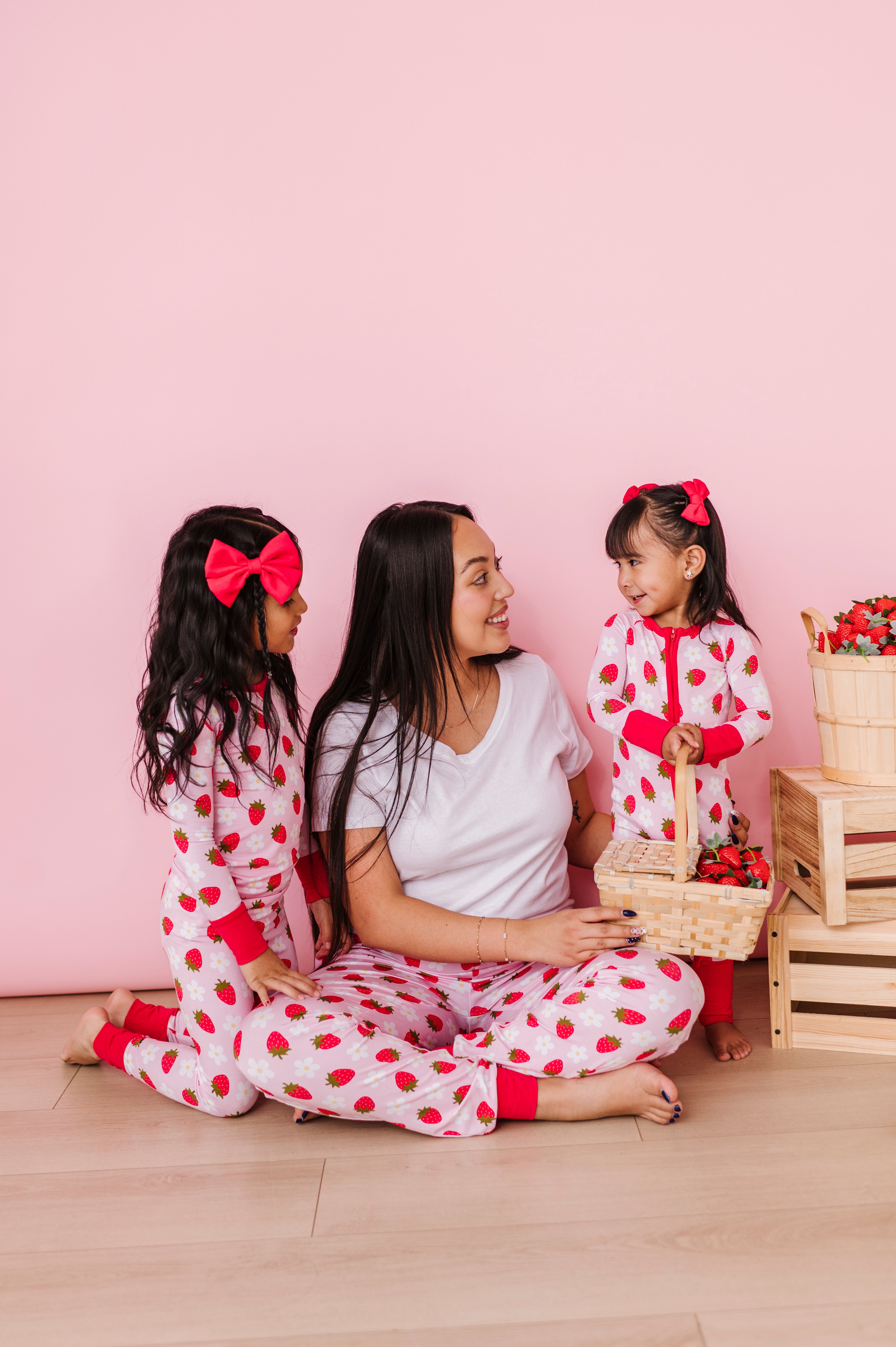 MINI BOW CLIP SET - STRAWBERRY FIELDS