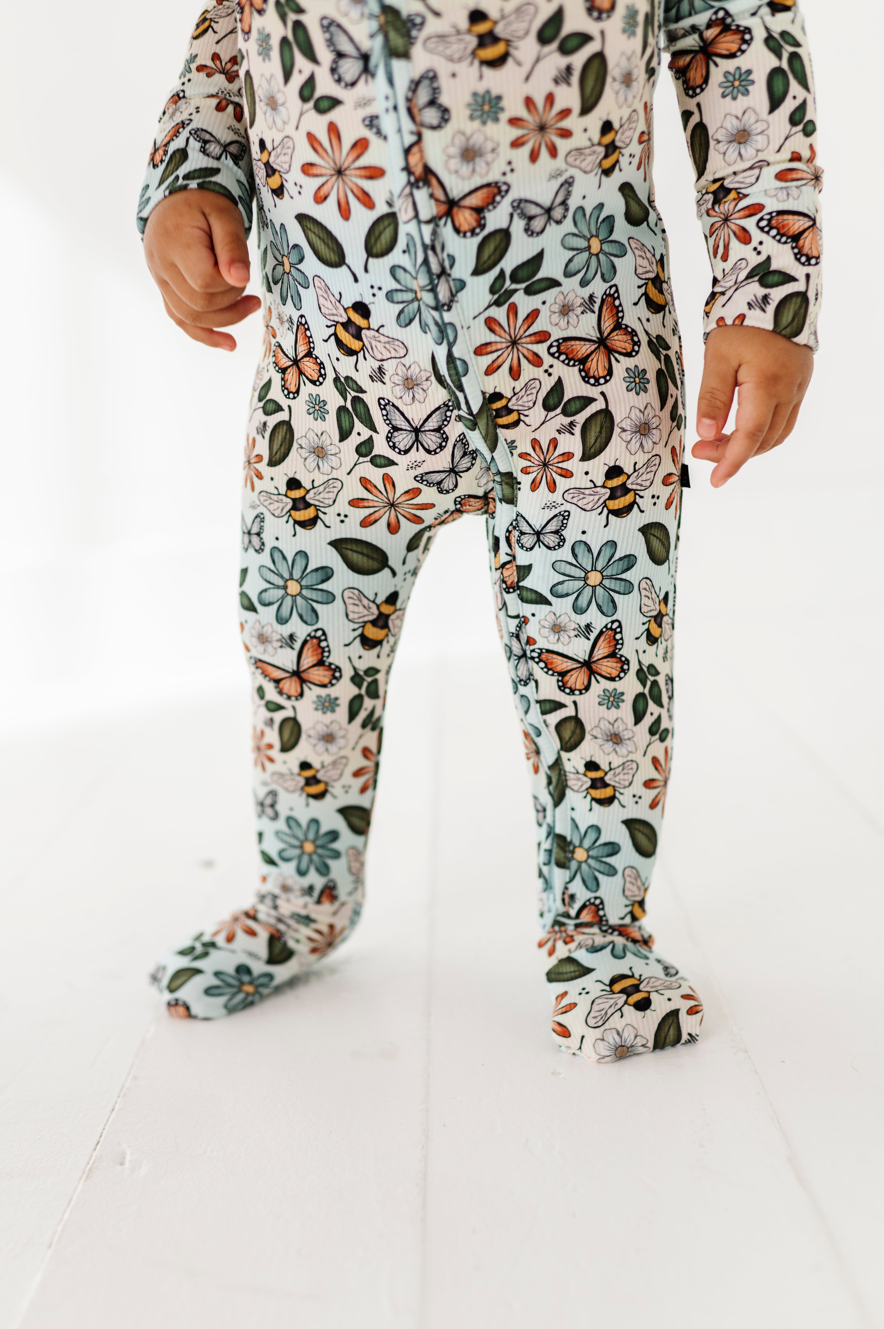 RIBBED ZIP JAMMIES - BUZZING BLOSSOMS