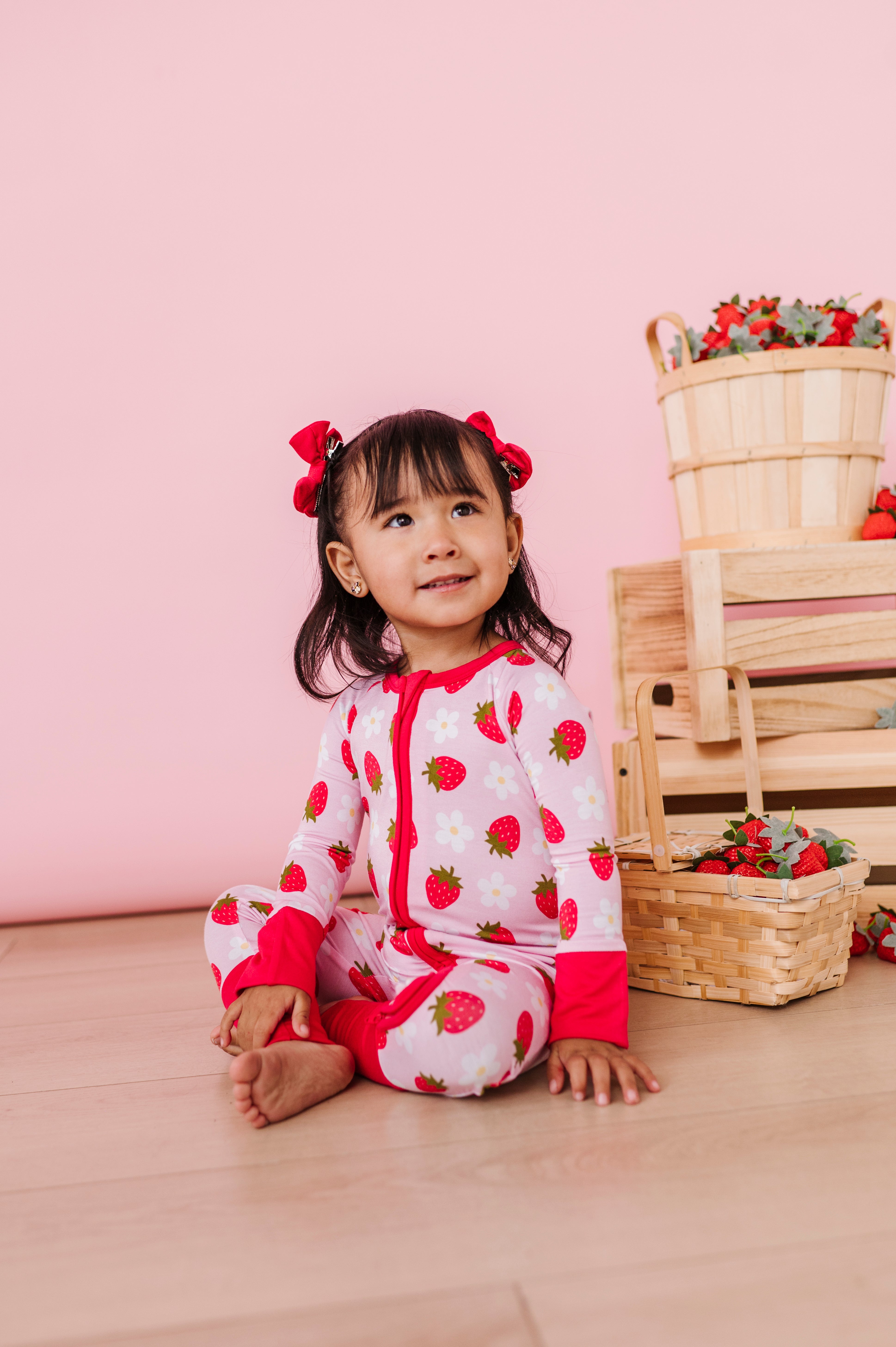 MINI BOW CLIP SET - STRAWBERRY FIELDS