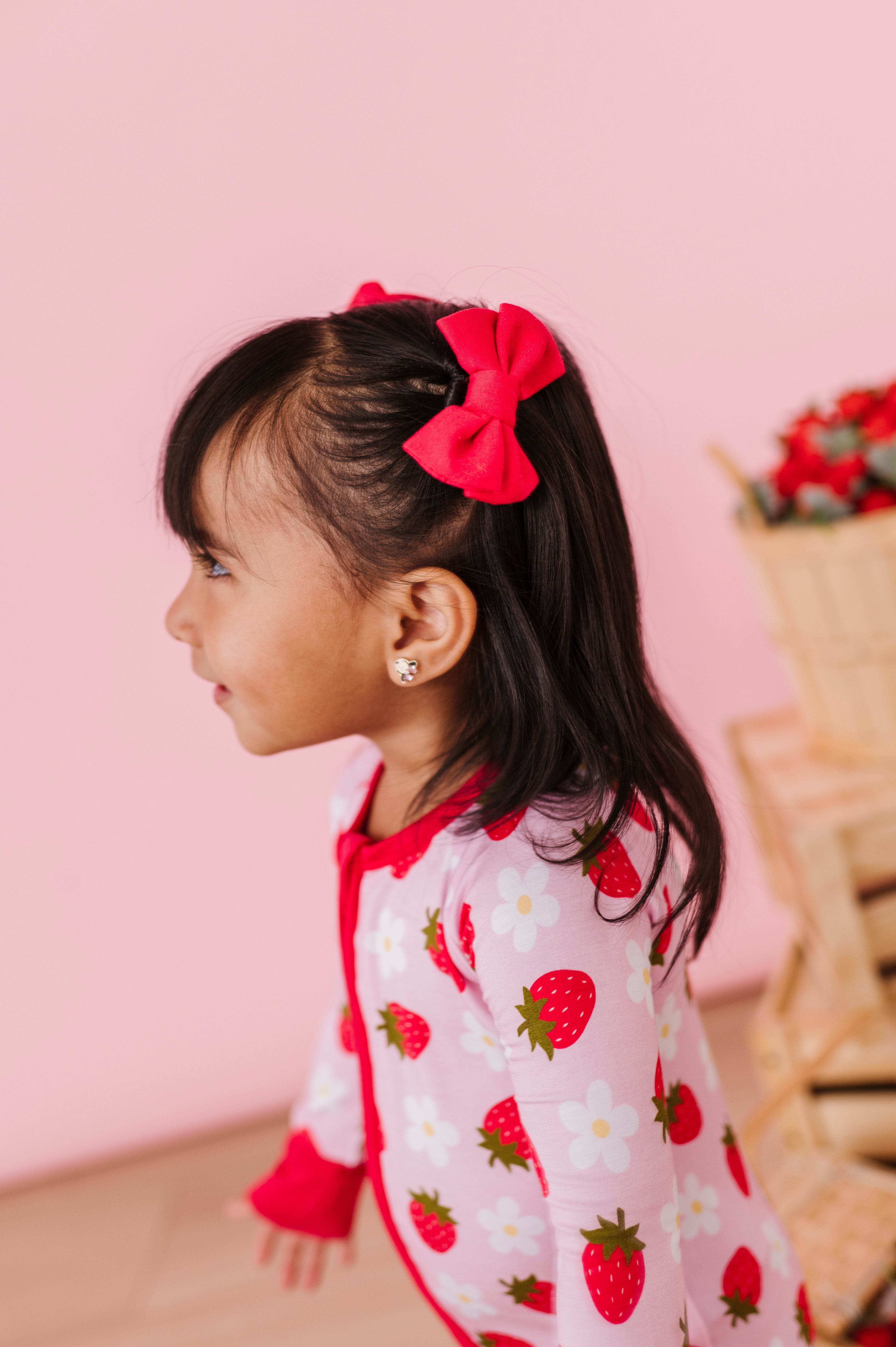 MINI BOW CLIP SET - STRAWBERRY FIELDS