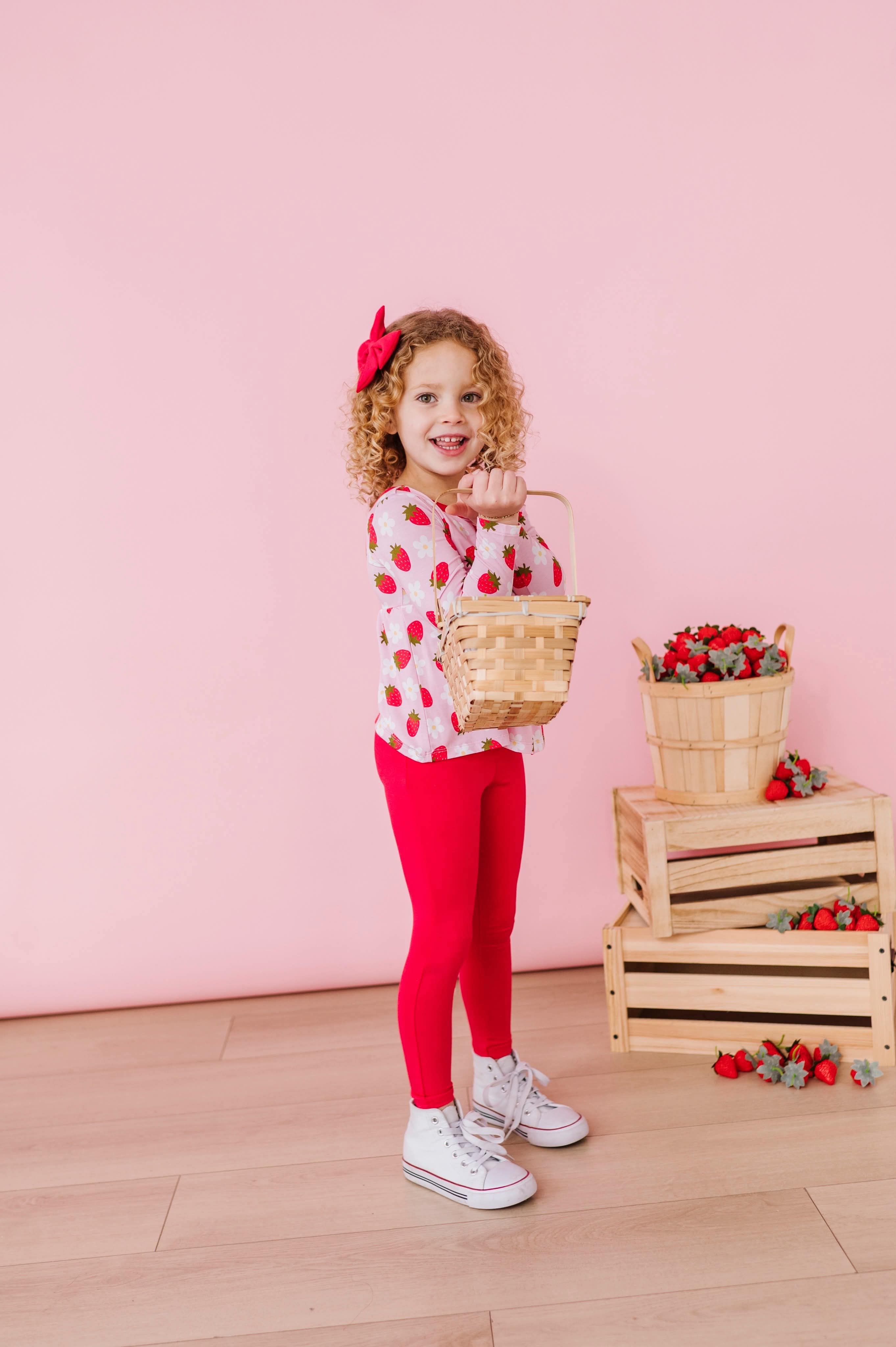 PEPLUM TOP WITH LEGGINGS - STRAWBERRY FIELDS