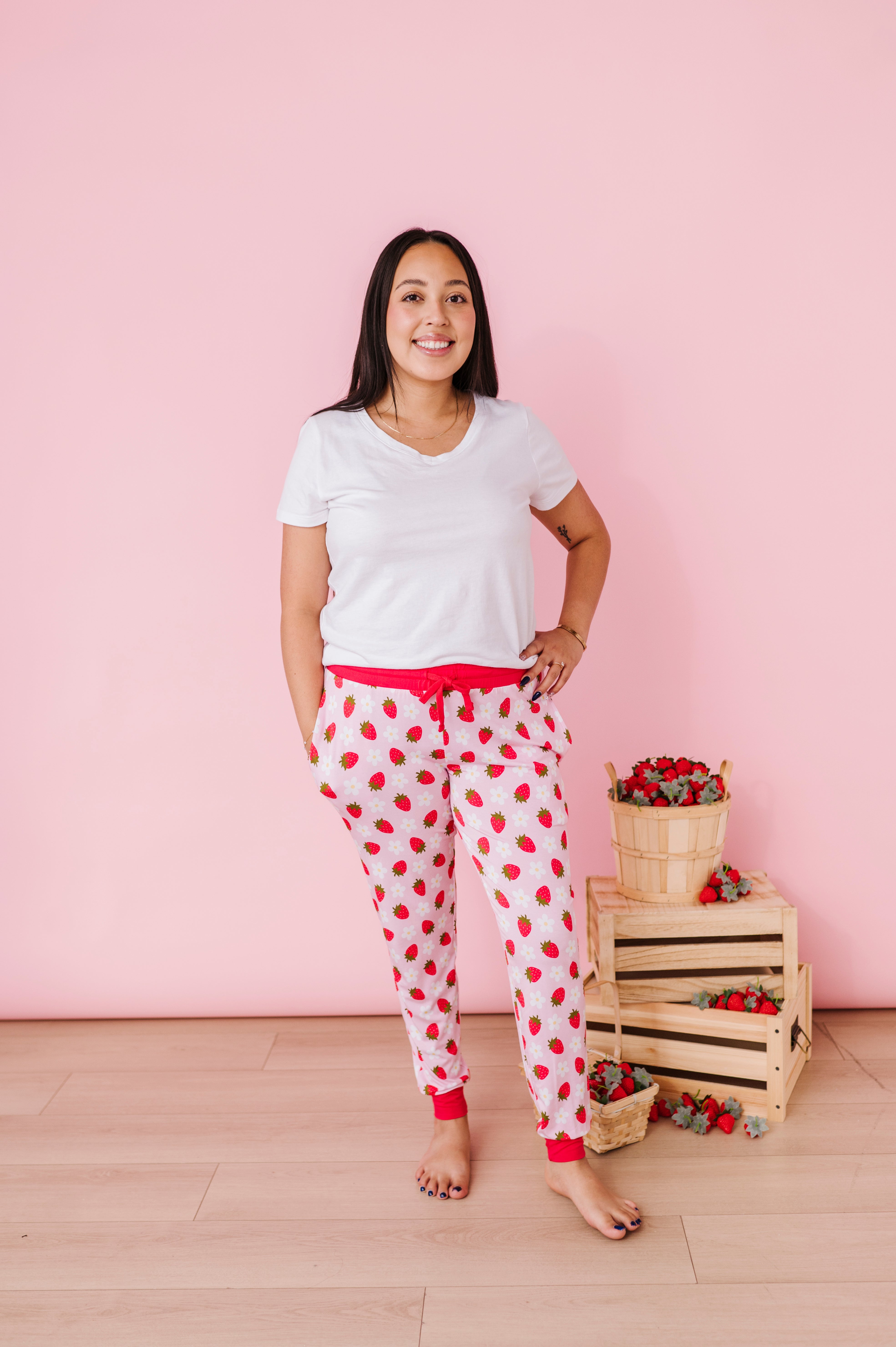 WOMEN'S SLEEPY PANTS - STRAWBERRY FIELDS