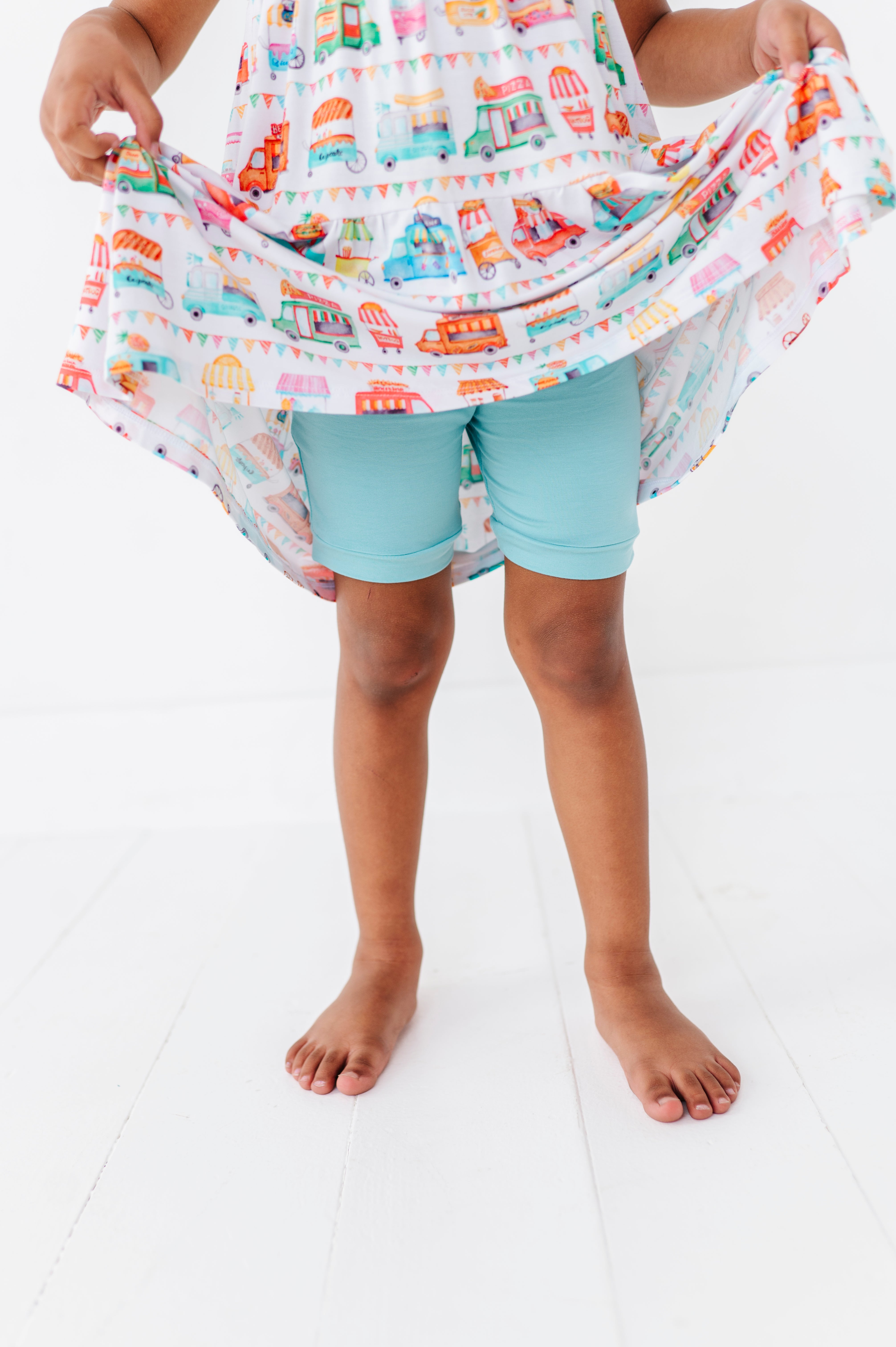 TIERED FLUTTER SLEEVE TWIRL WITH SHORTS - FOODIE EXPRESS