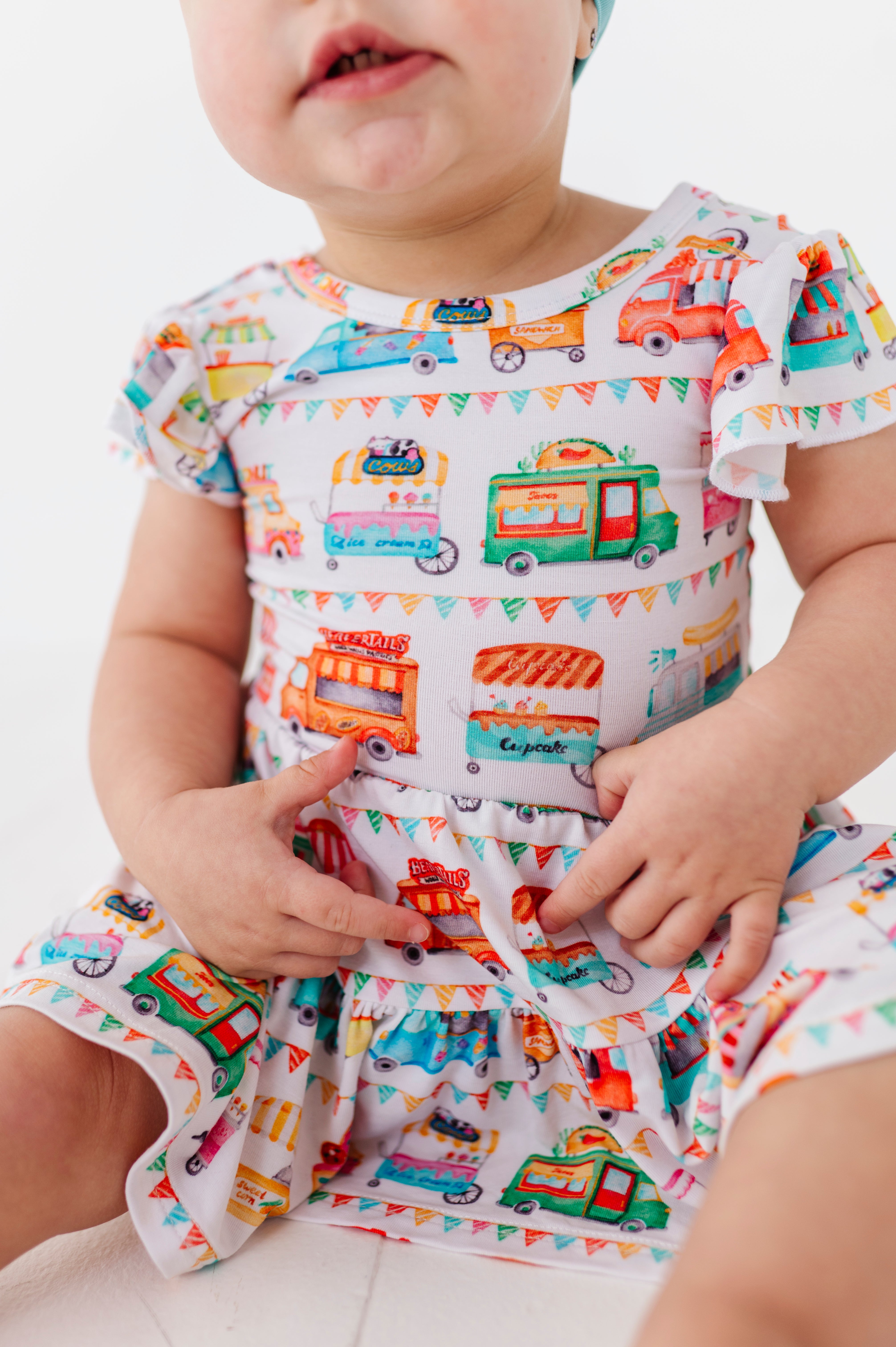 BODYSUIT FLUTTER SLEEVE TWIRL DRESS - FOODIE EXPRESS