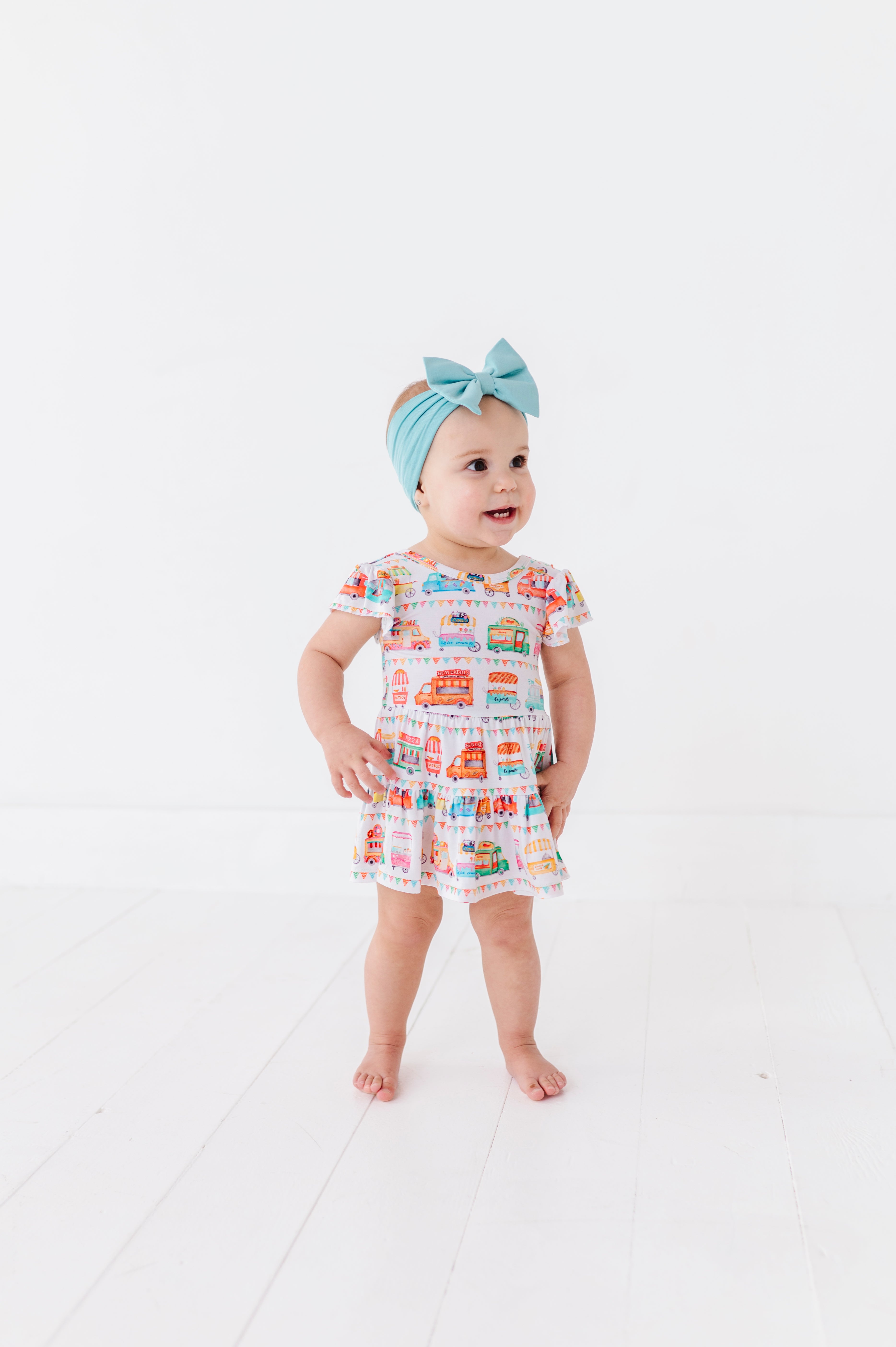 BODYSUIT FLUTTER SLEEVE TWIRL DRESS - FOODIE EXPRESS