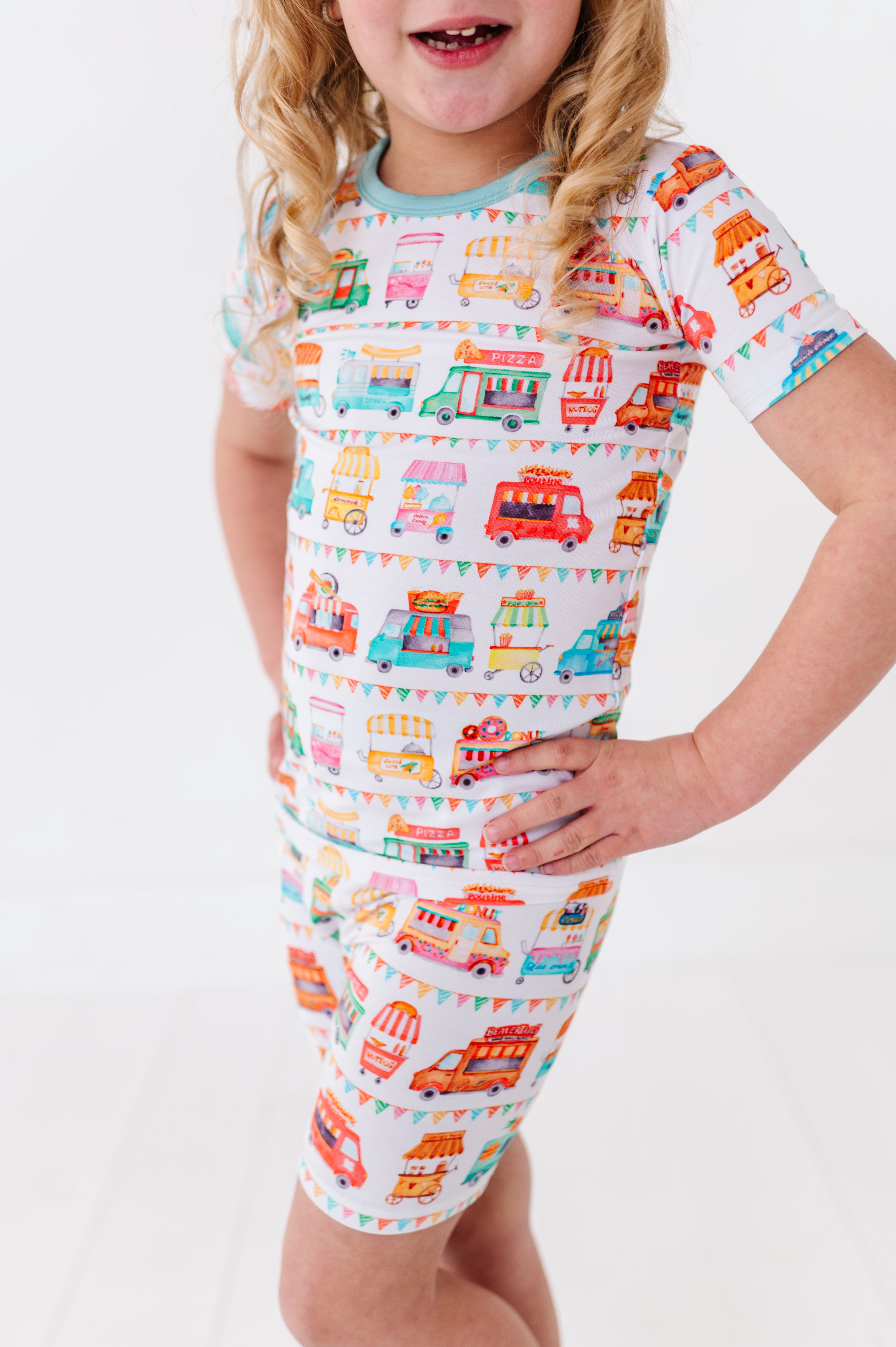 TWO PIECE SHORT SLEEVE WITH SHORTS JAMMIES - FOODIE EXPRESS