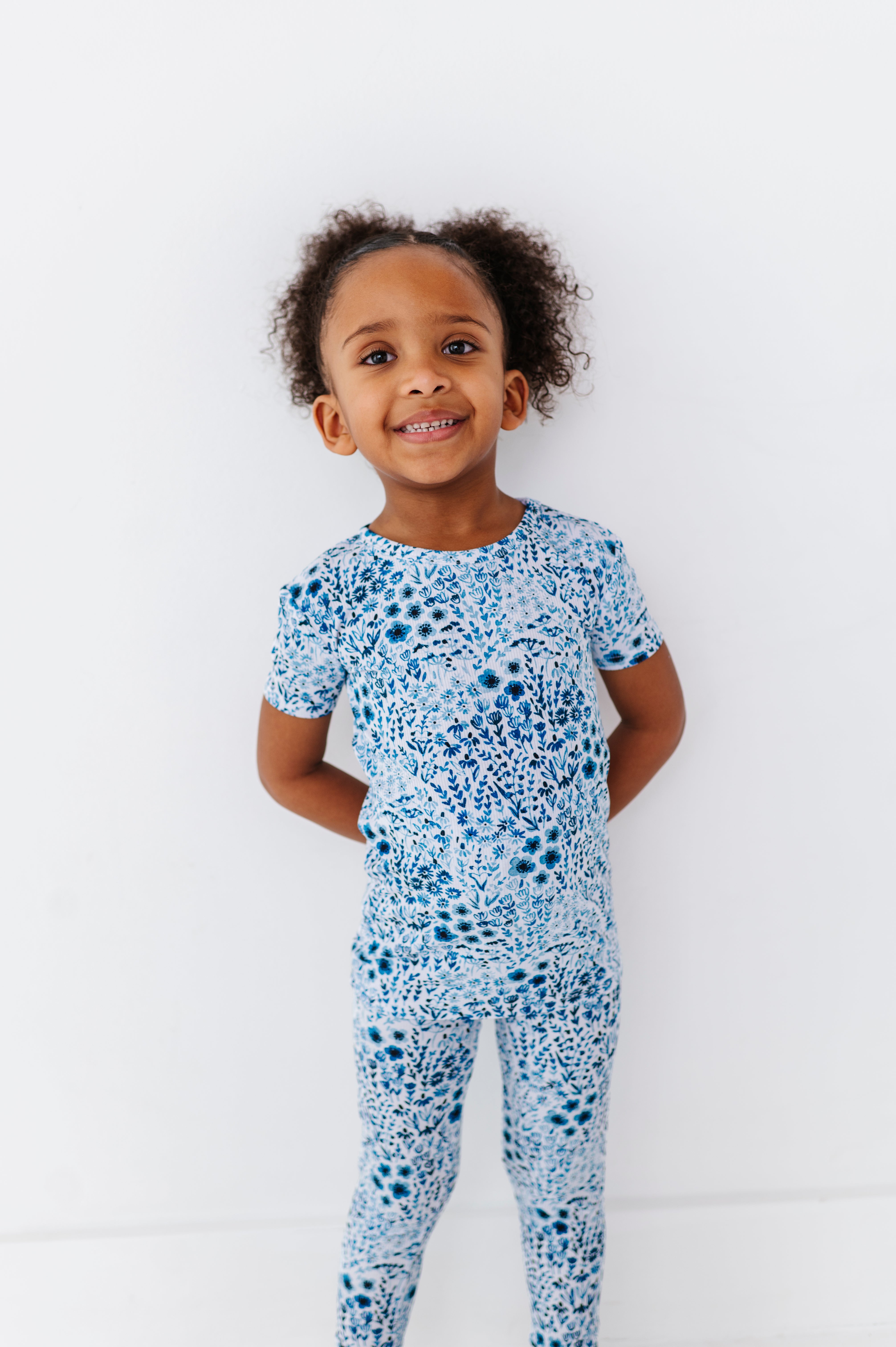 RIBBED TWO PIECE SHORT SLEEVE WITH PANTS JAMMIES - ROYAL GARDEN