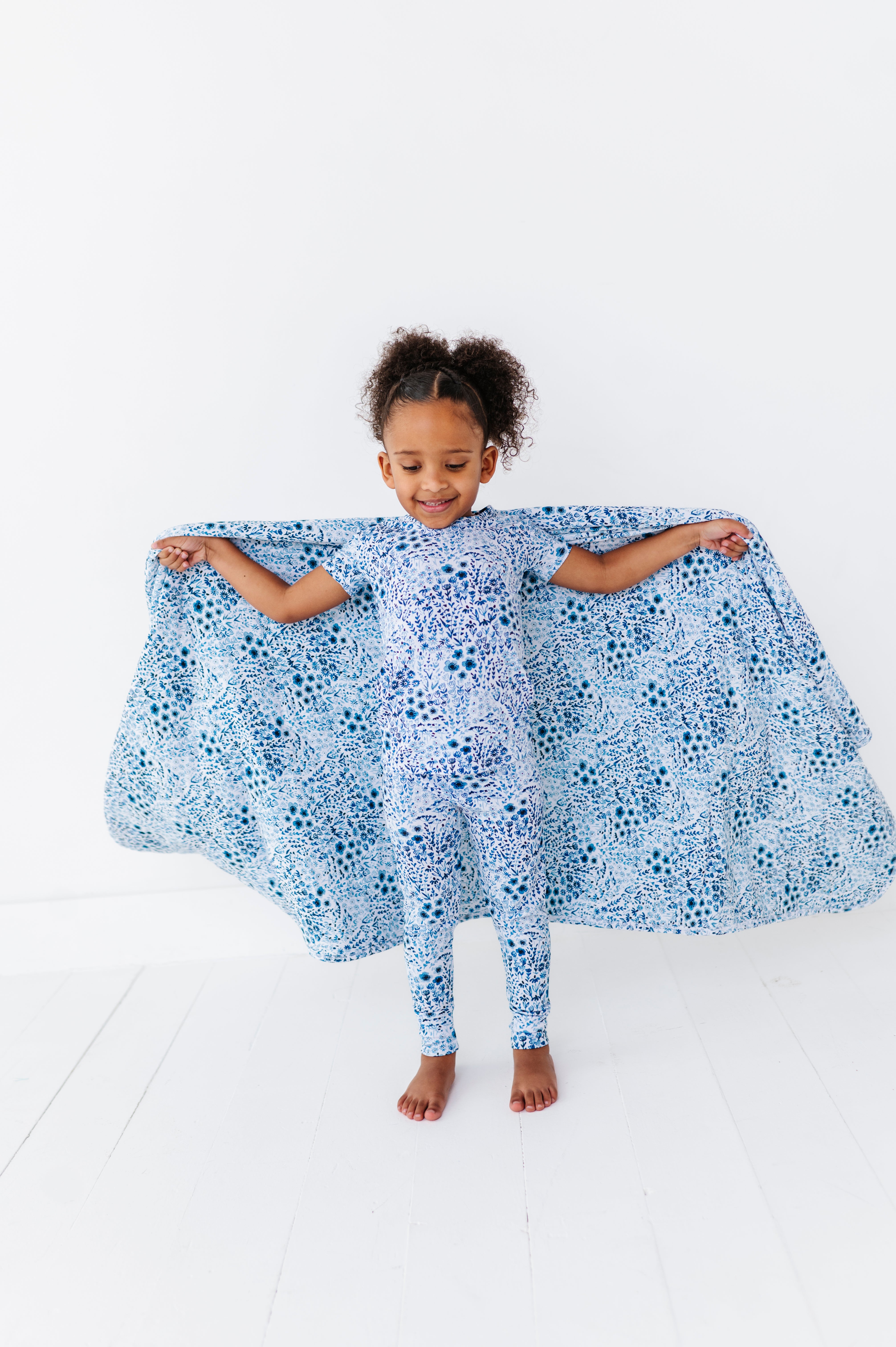 RIBBED TWO PIECE SHORT SLEEVE WITH PANTS JAMMIES - ROYAL GARDEN
