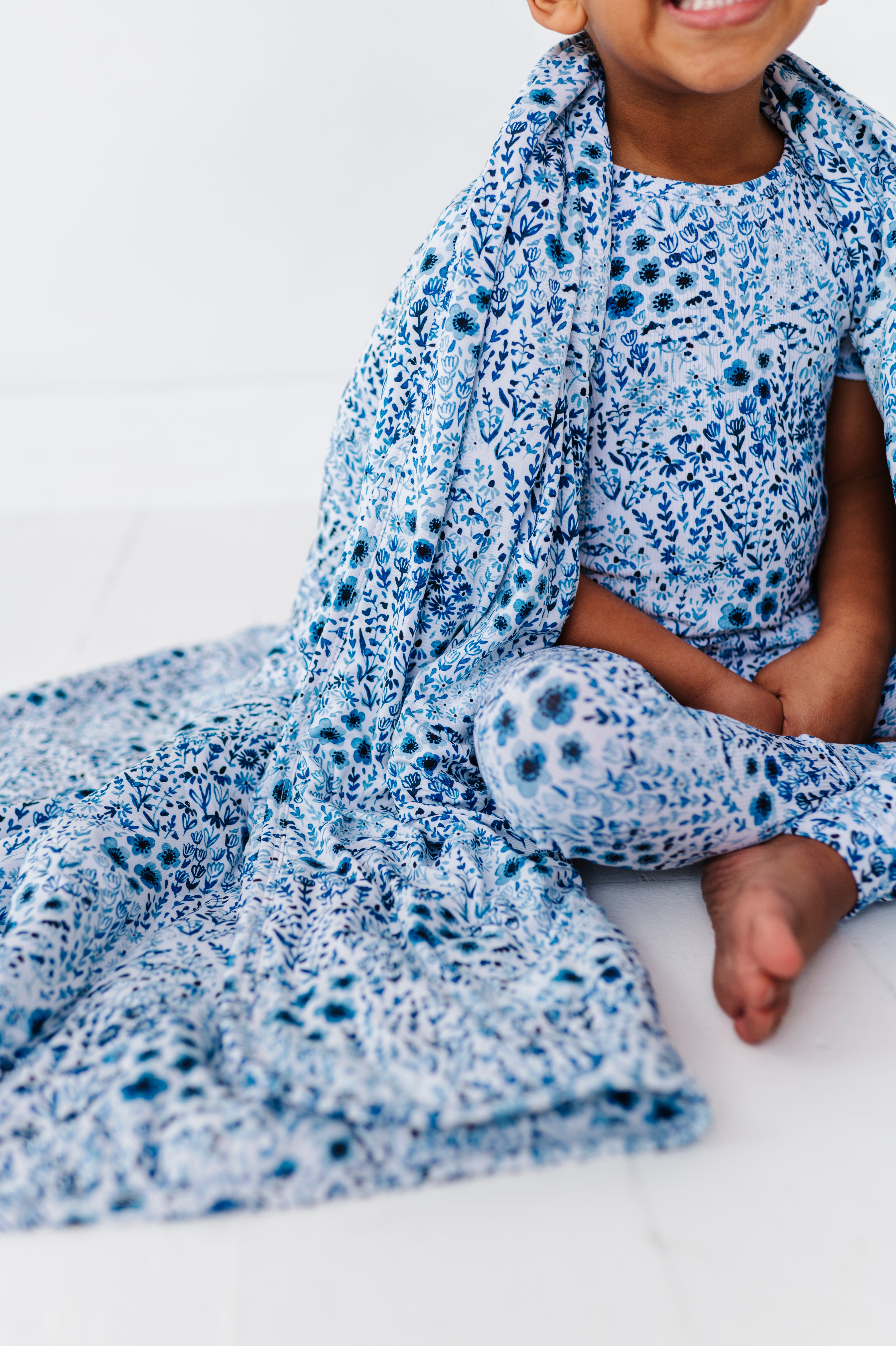 RIBBED TWO PIECE SHORT SLEEVE WITH PANTS JAMMIES - ROYAL GARDEN