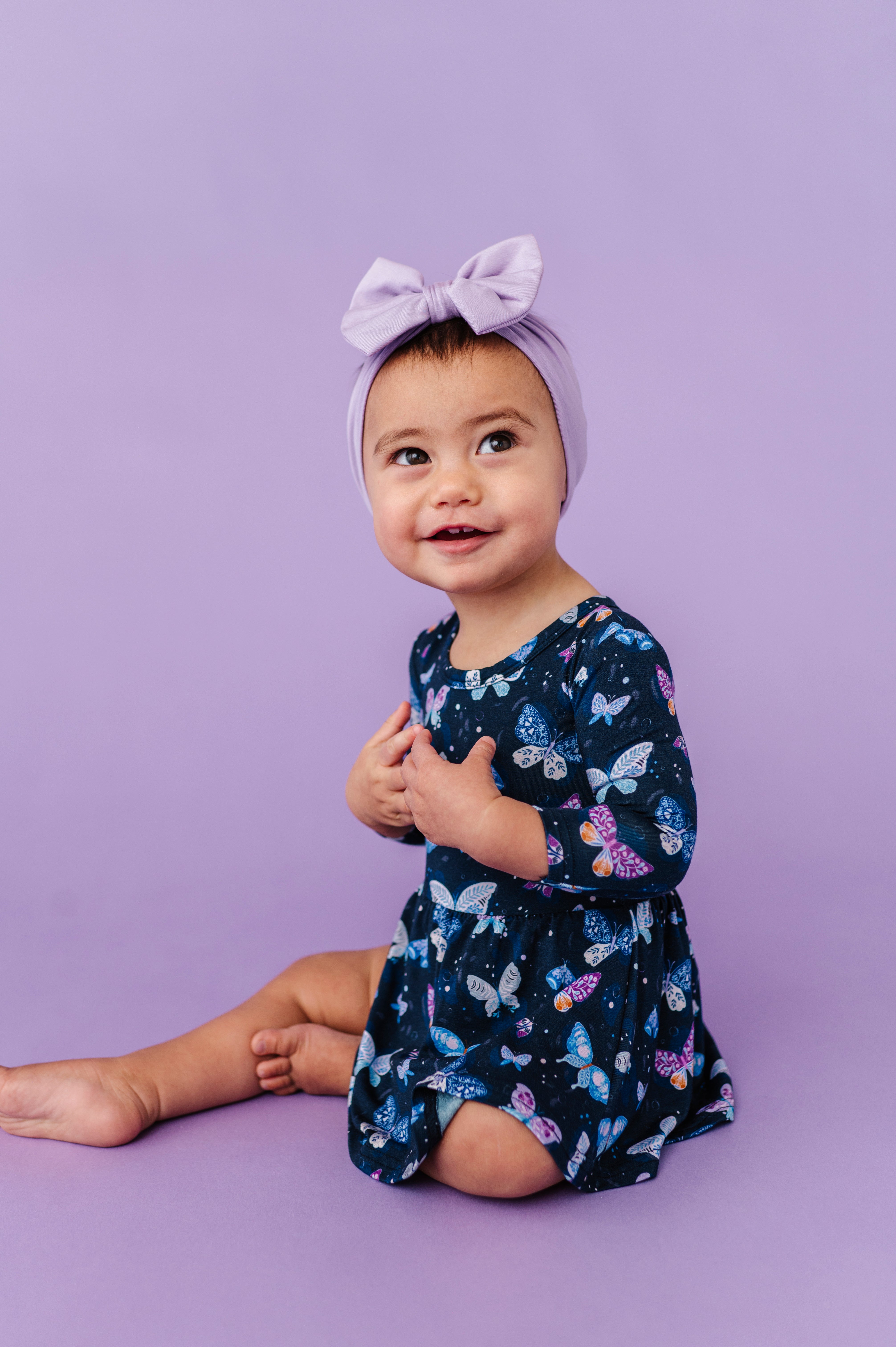 LONG SLEEVE BODYSUIT TWIRLIE DRESS - INDIGO SKIES