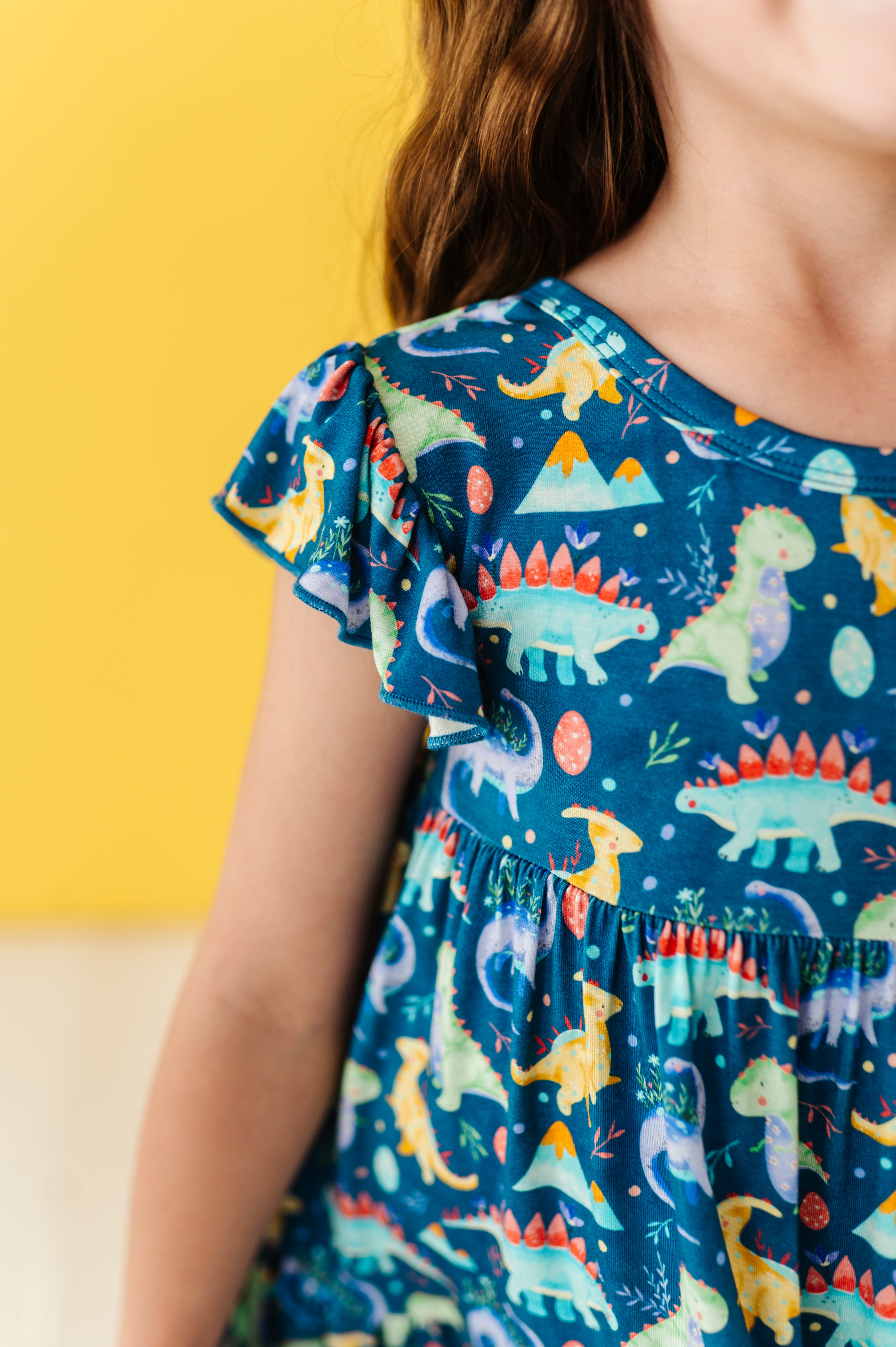 TIERED FLUTTER SLEEVE TWIRL WITH SHORTS - TOTALLY ROARSOME