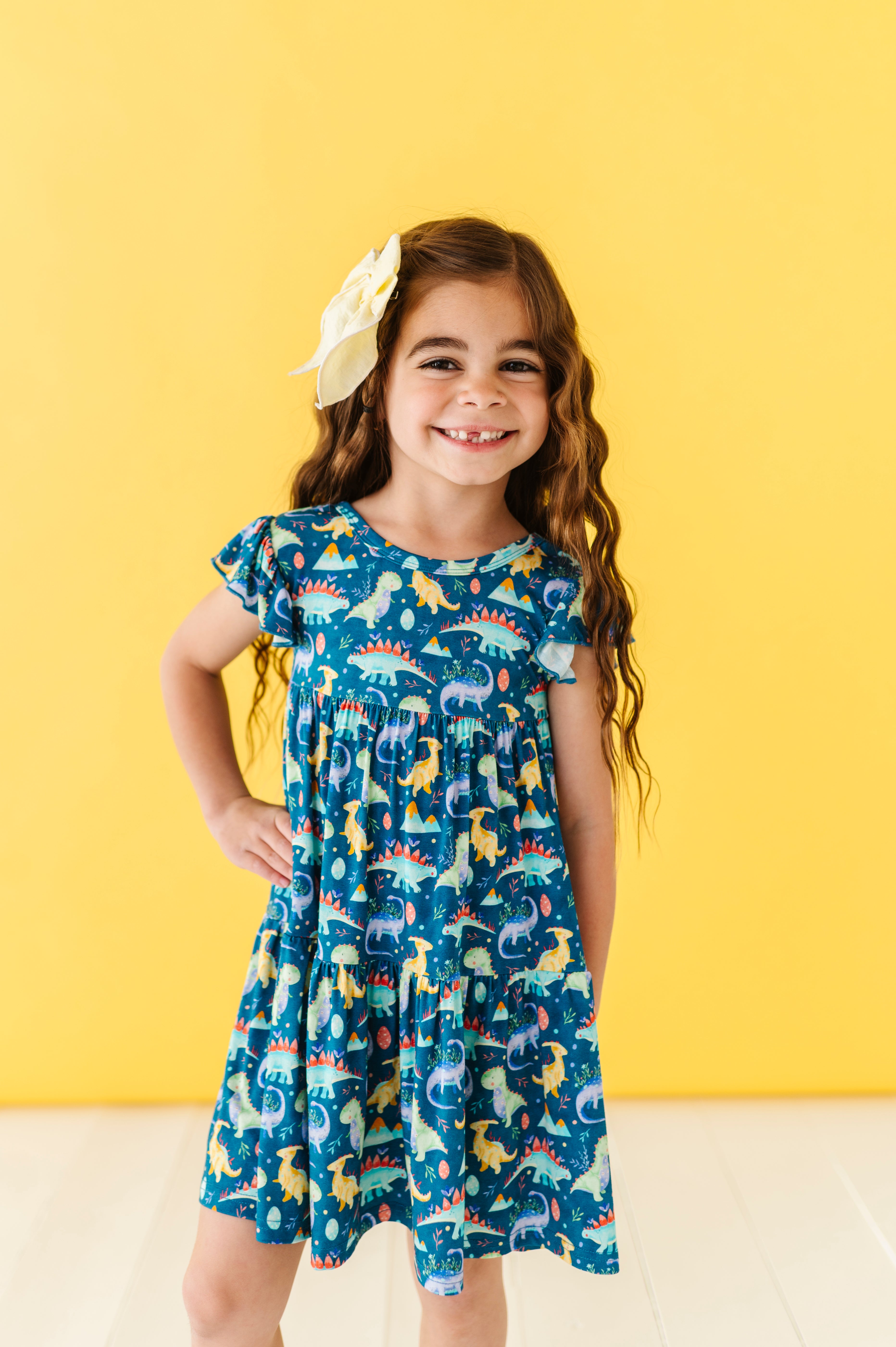TIERED FLUTTER SLEEVE TWIRL WITH SHORTS - TOTALLY ROARSOME