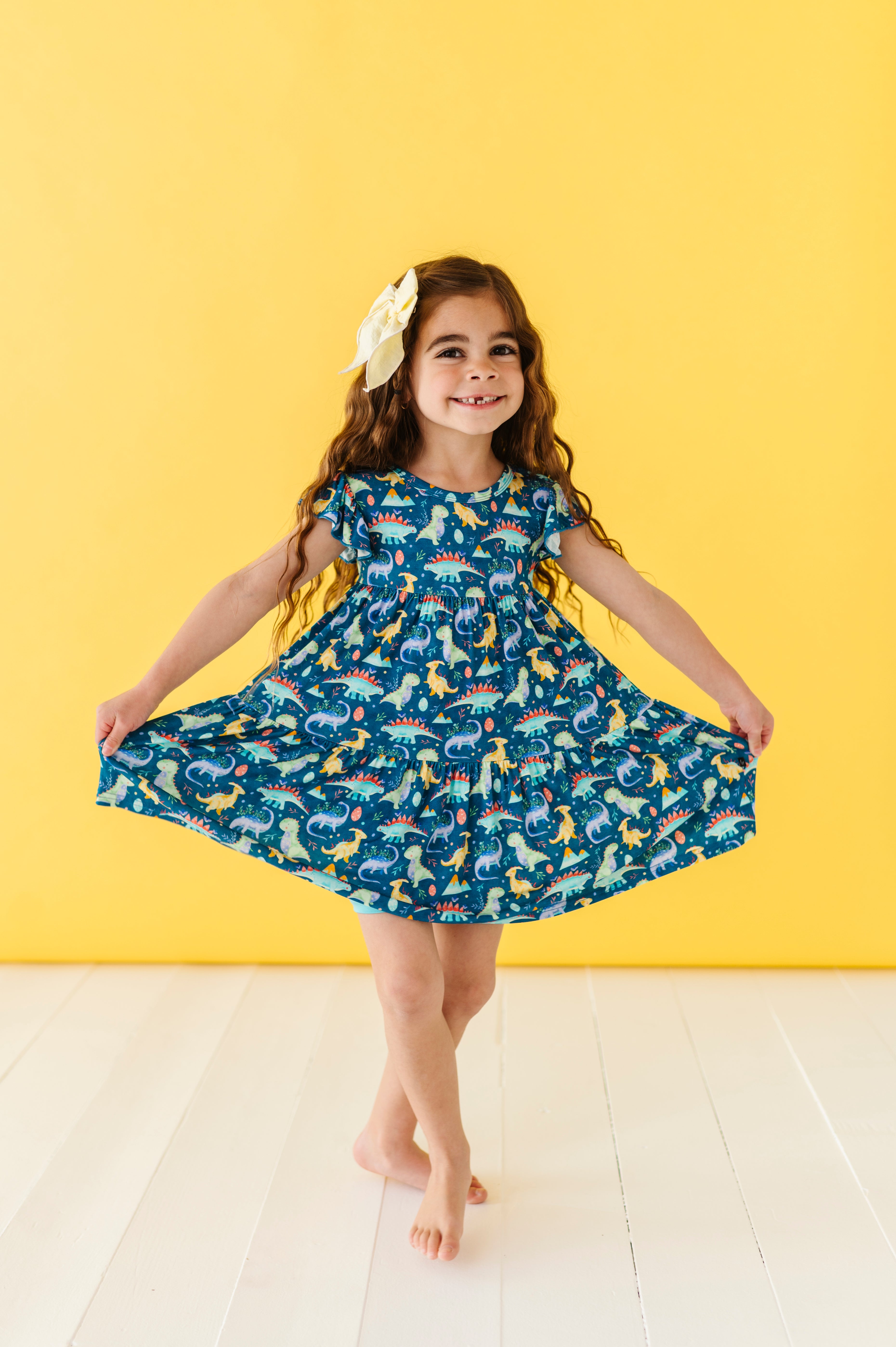 TIERED FLUTTER SLEEVE TWIRL WITH SHORTS - TOTALLY ROARSOME