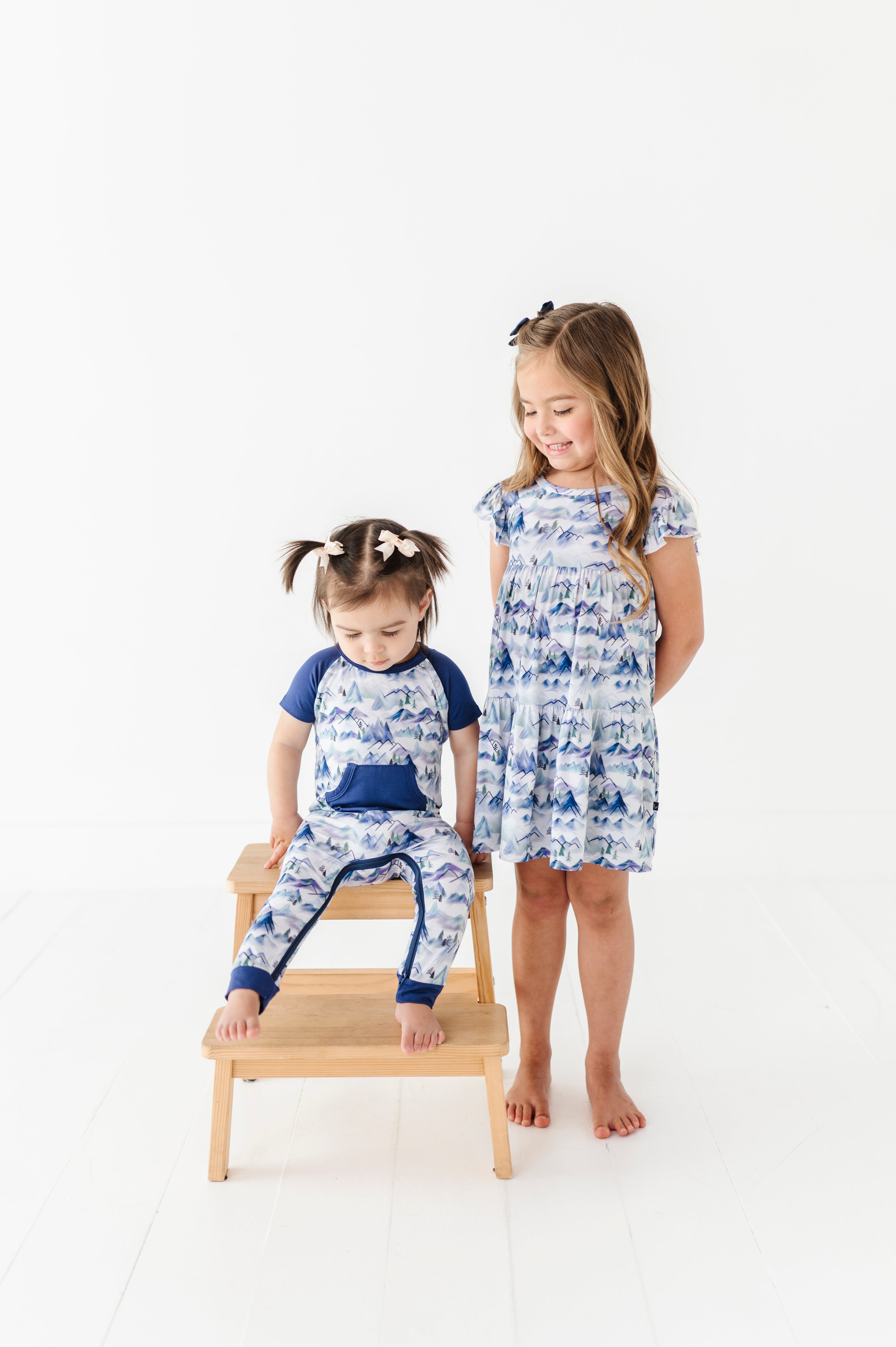 TIERED FLUTTER SLEEVE TWIRL WITH SHORTS - MISTY MOUNTAINS
