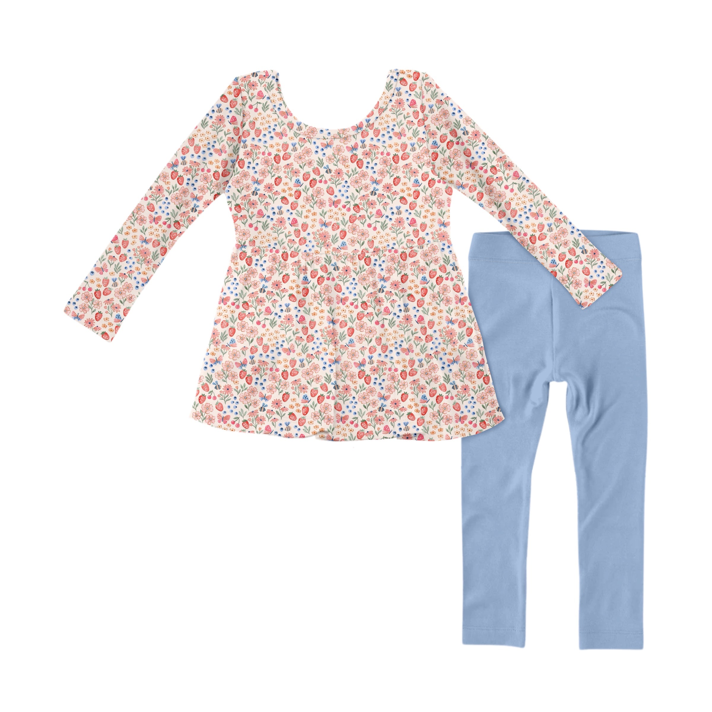 Preorder Peplum Top With Leggings - Berry Blossom