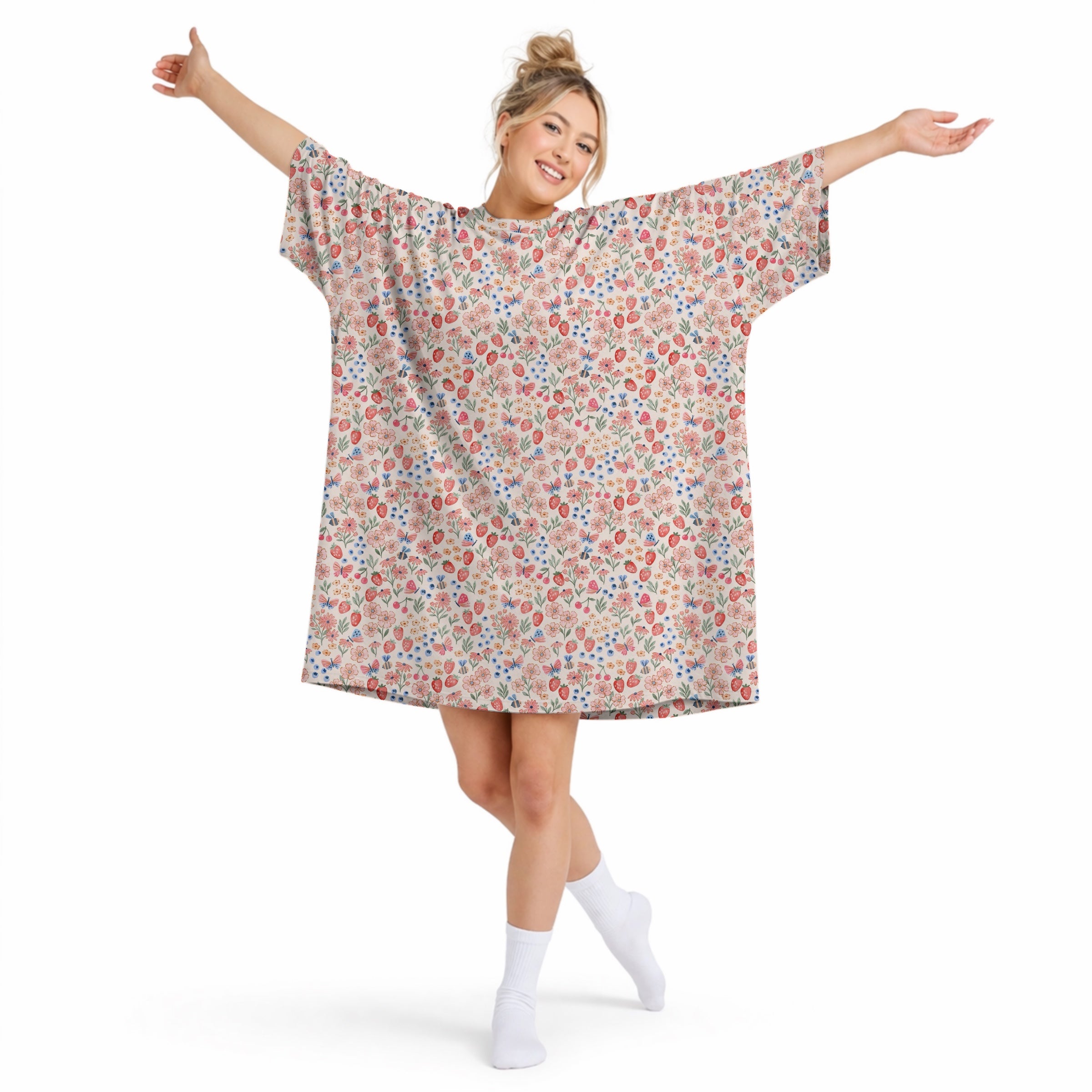Preorder Oversized Lounge Tee - Berry Blossom