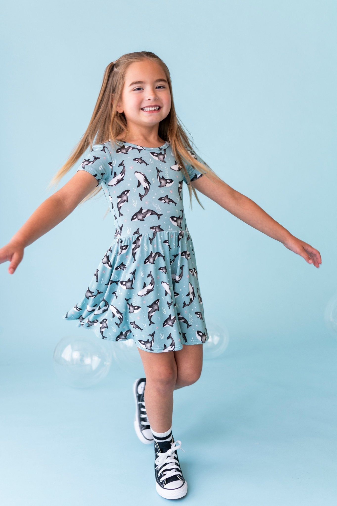 Bow Back Twirlie Dress - OH WHALE - The Sleepy Sloth