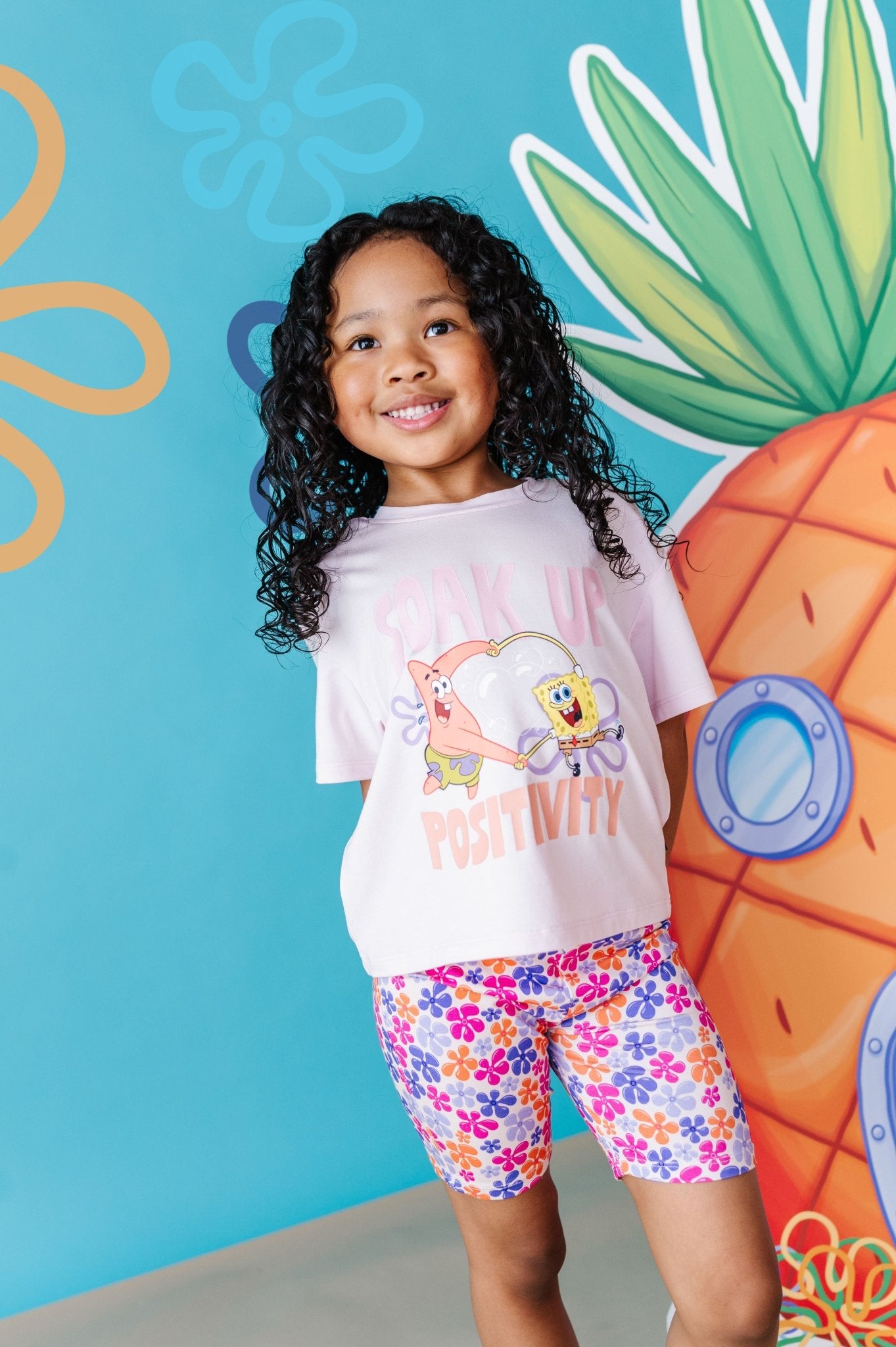 Graphic Tee and Biker Shorts - Spongebob Squarepants™ Soak Up Positivity - The Sleepy Sloth