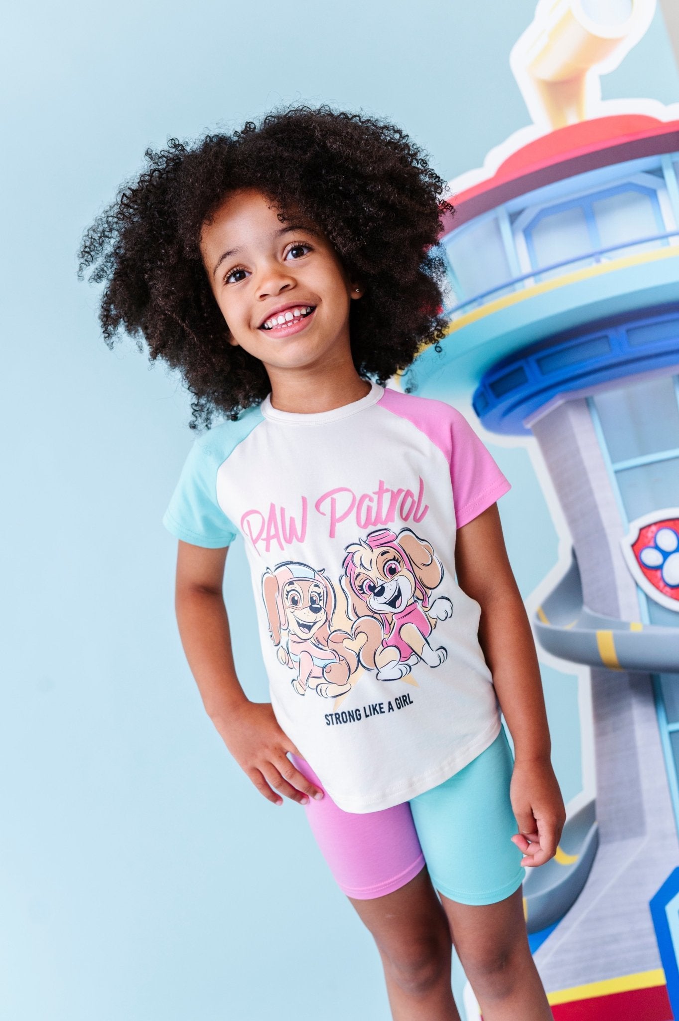 Graphic Tee Biker Short Set - Paw Patrol™ Strong Like A Girl - The Sleepy Sloth