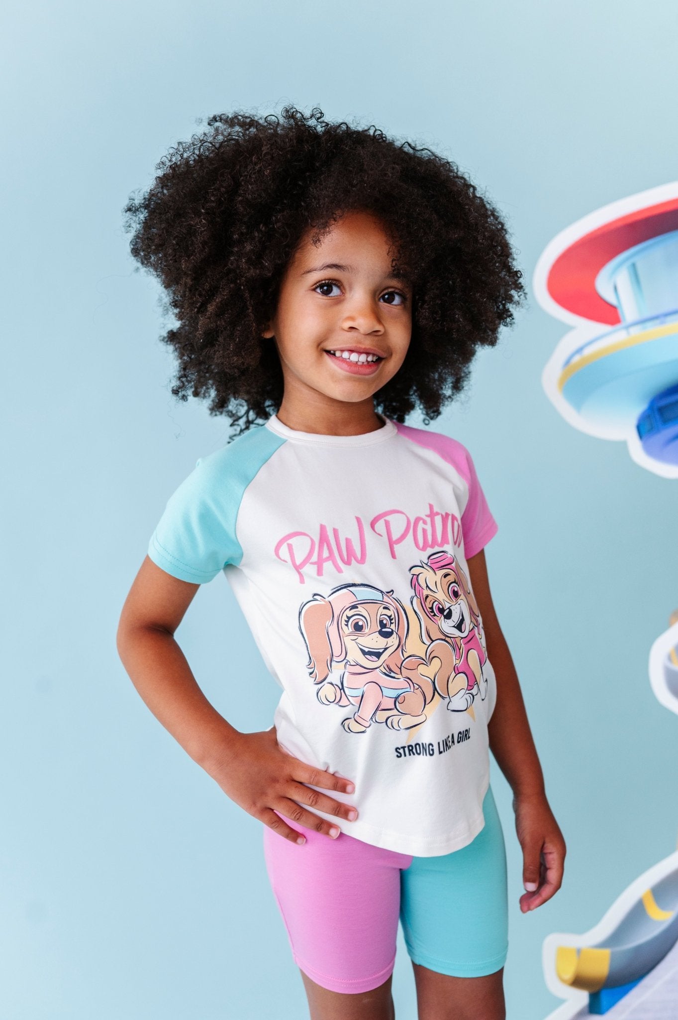 Graphic Tee Biker Short Set - Paw Patrol™ Strong Like A Girl - The Sleepy Sloth