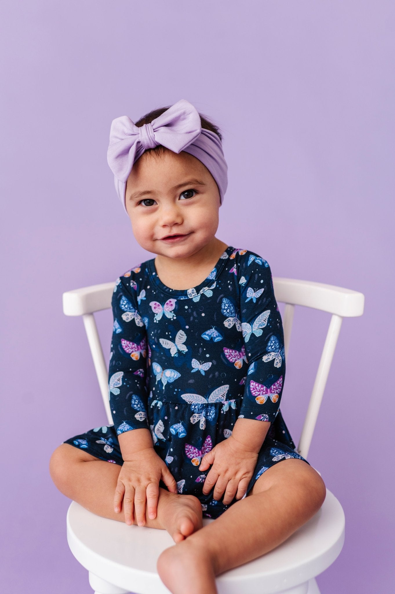 LONG SLEEVE BODYSUIT TWIRLIE DRESS - INDIGO SKIES - The Sleepy Sloth