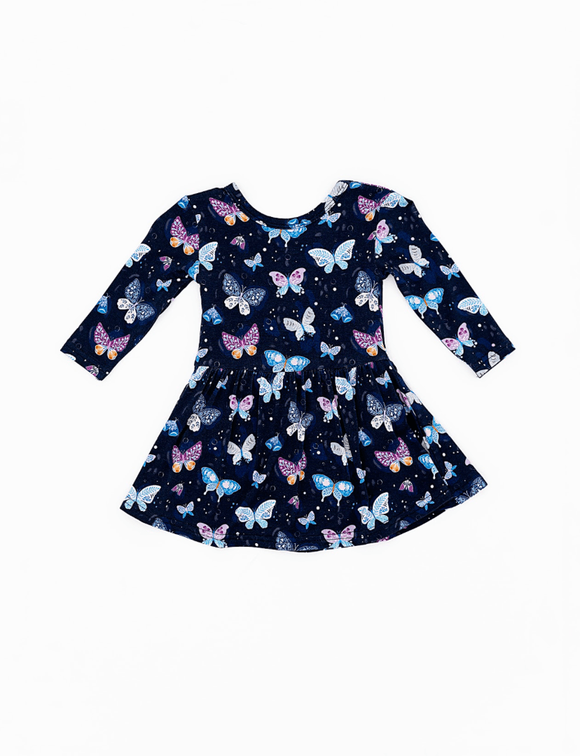Long Sleeve Bodysuit Twirlie Dress - INDIGO SKIES - The Sleepy Sloth