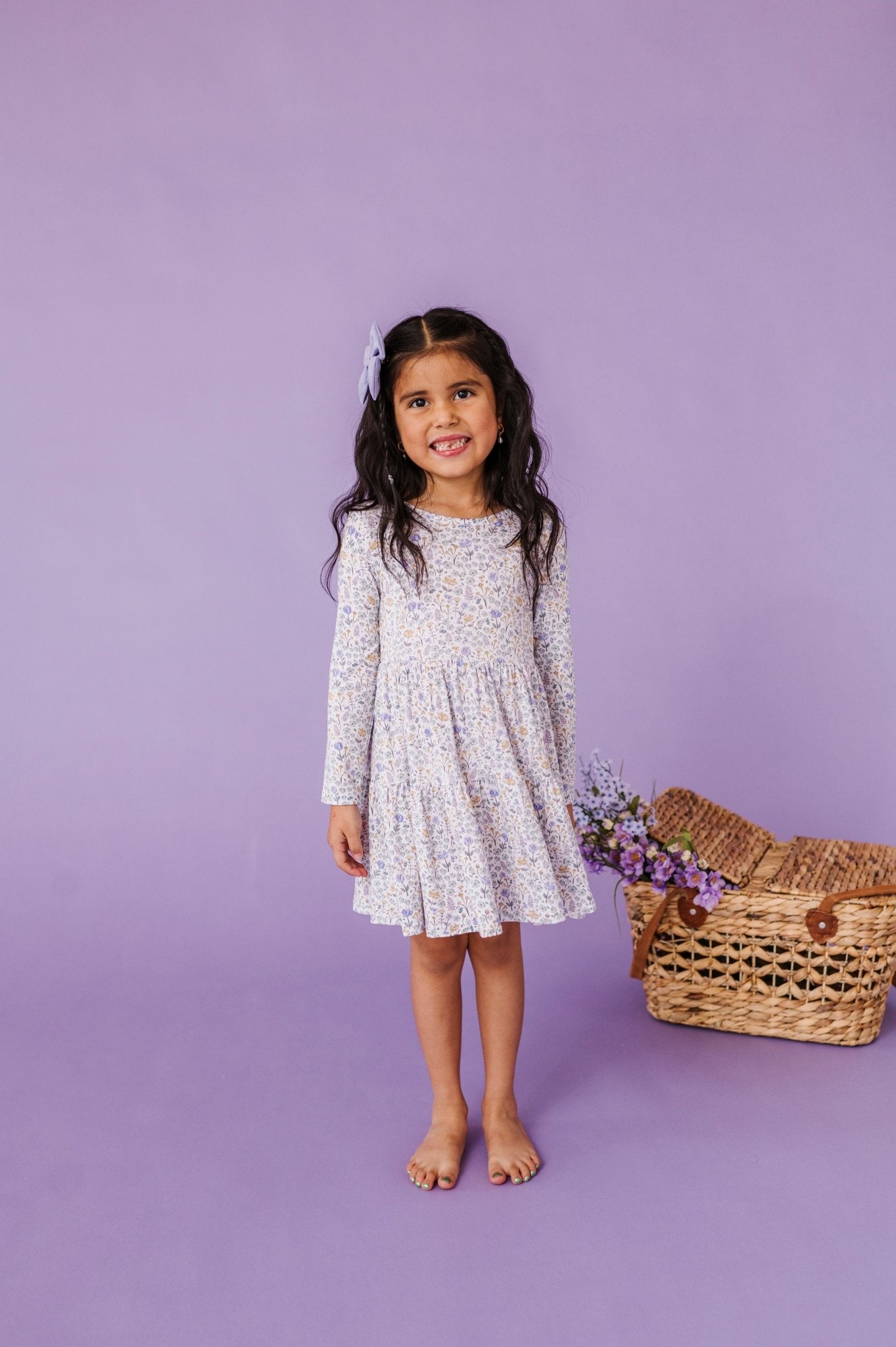 LONG SLEEVE TWIRLIE DRESS - LILAC VALLEY - The Sleepy Sloth