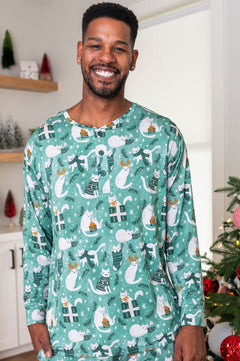 Men's Henley - Meowy & Bright