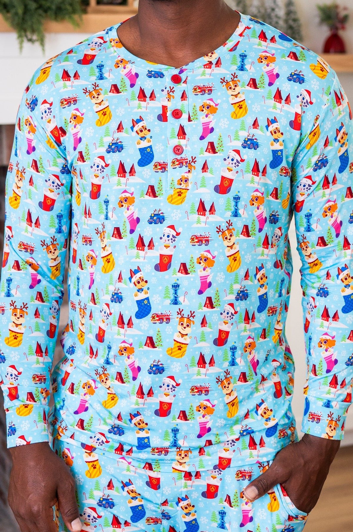 Men's Henley - Paw Patrol™ Deck the PAWs - The Sleepy Sloth