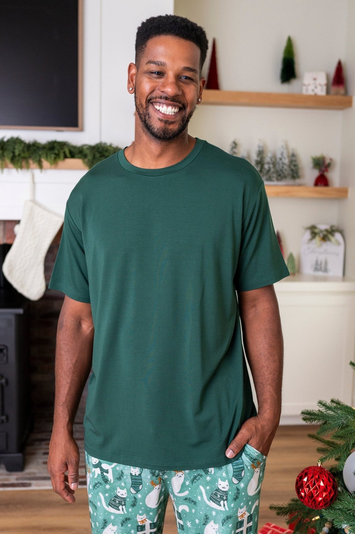 Men's Solid Tee- Meowy & Bright - The Sleepy Sloth