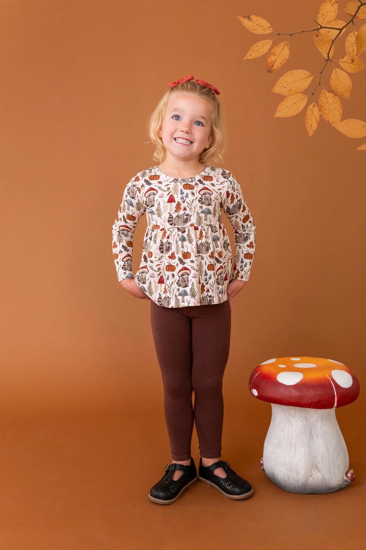 Peplum Top With Leggings - Autumn Woodland - The Sleepy Sloth