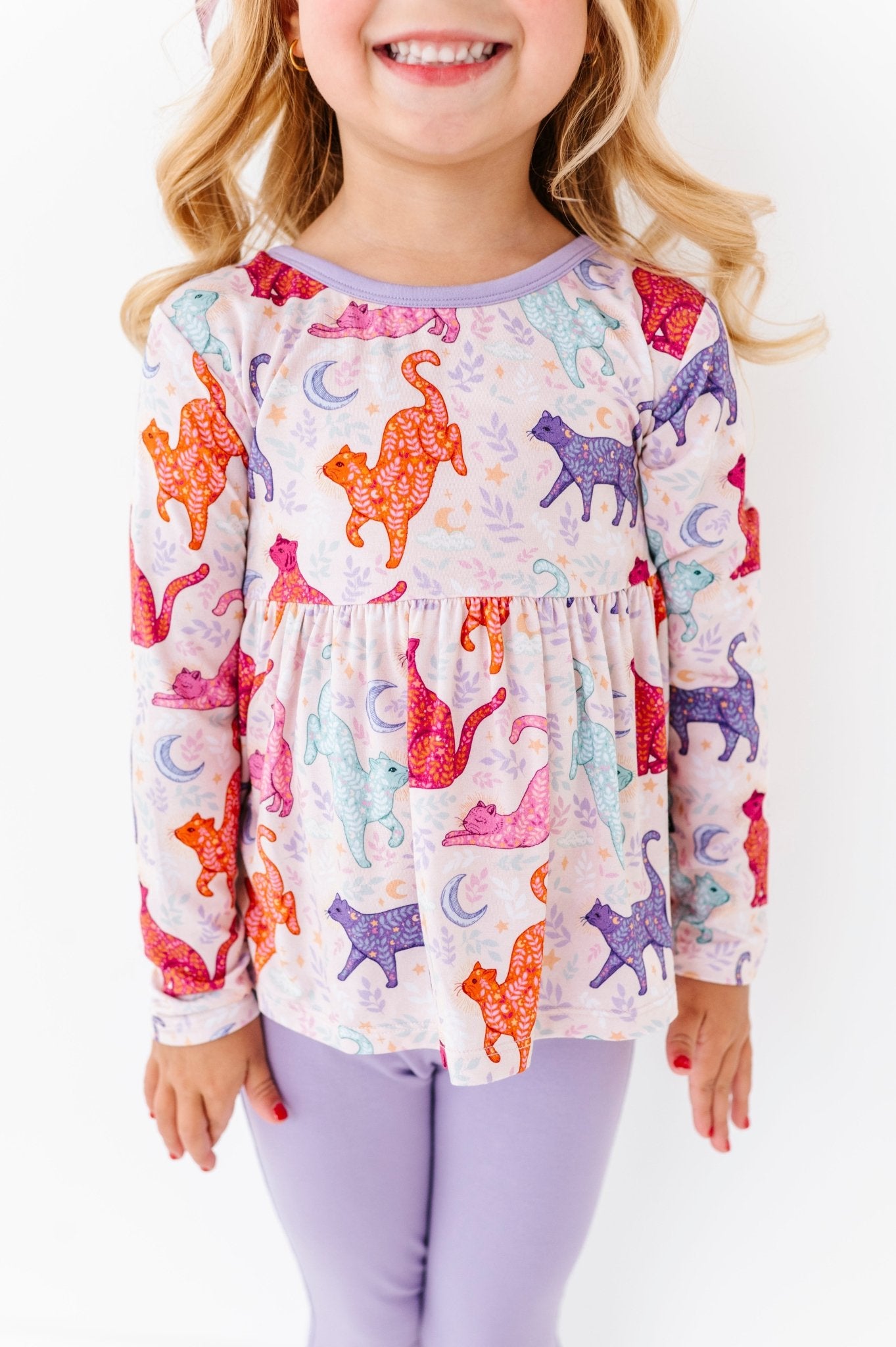Peplum Top With Leggings - KOSMIC KITTIES - The Sleepy Sloth