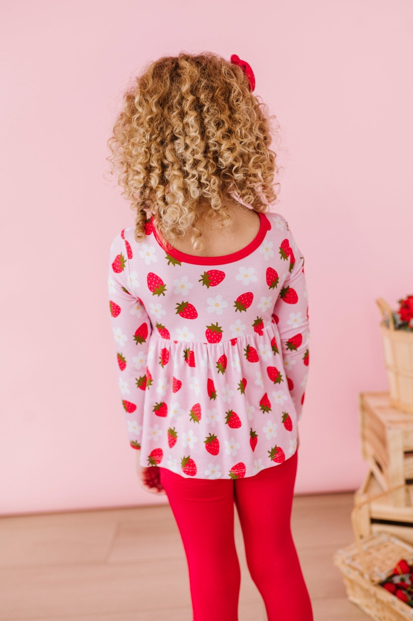 PEPLUM TOP WITH LEGGINGS - STRAWBERRY FIELDS - The Sleepy Sloth
