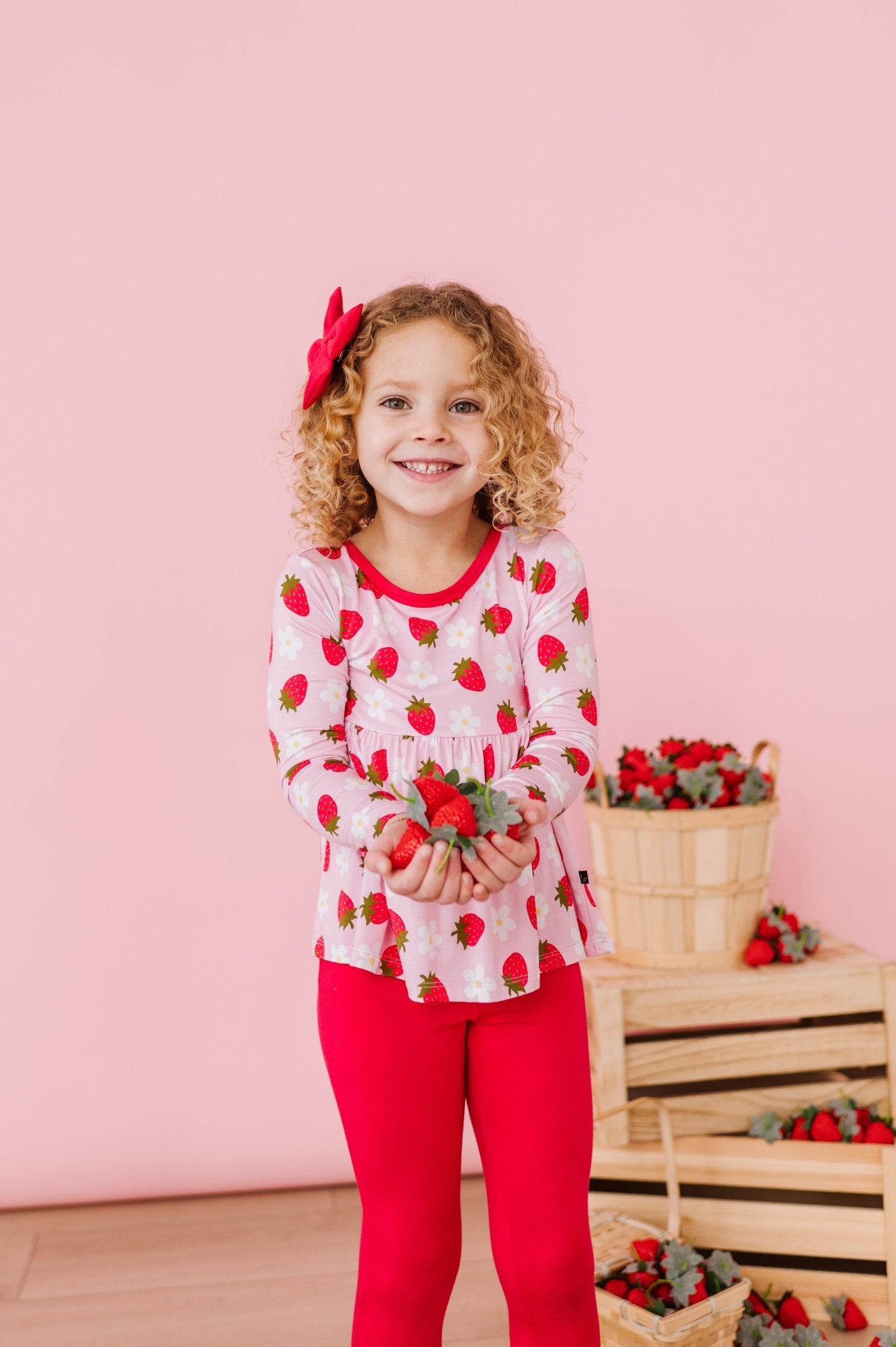 PEPLUM TOP WITH LEGGINGS - STRAWBERRY FIELDS - The Sleepy Sloth