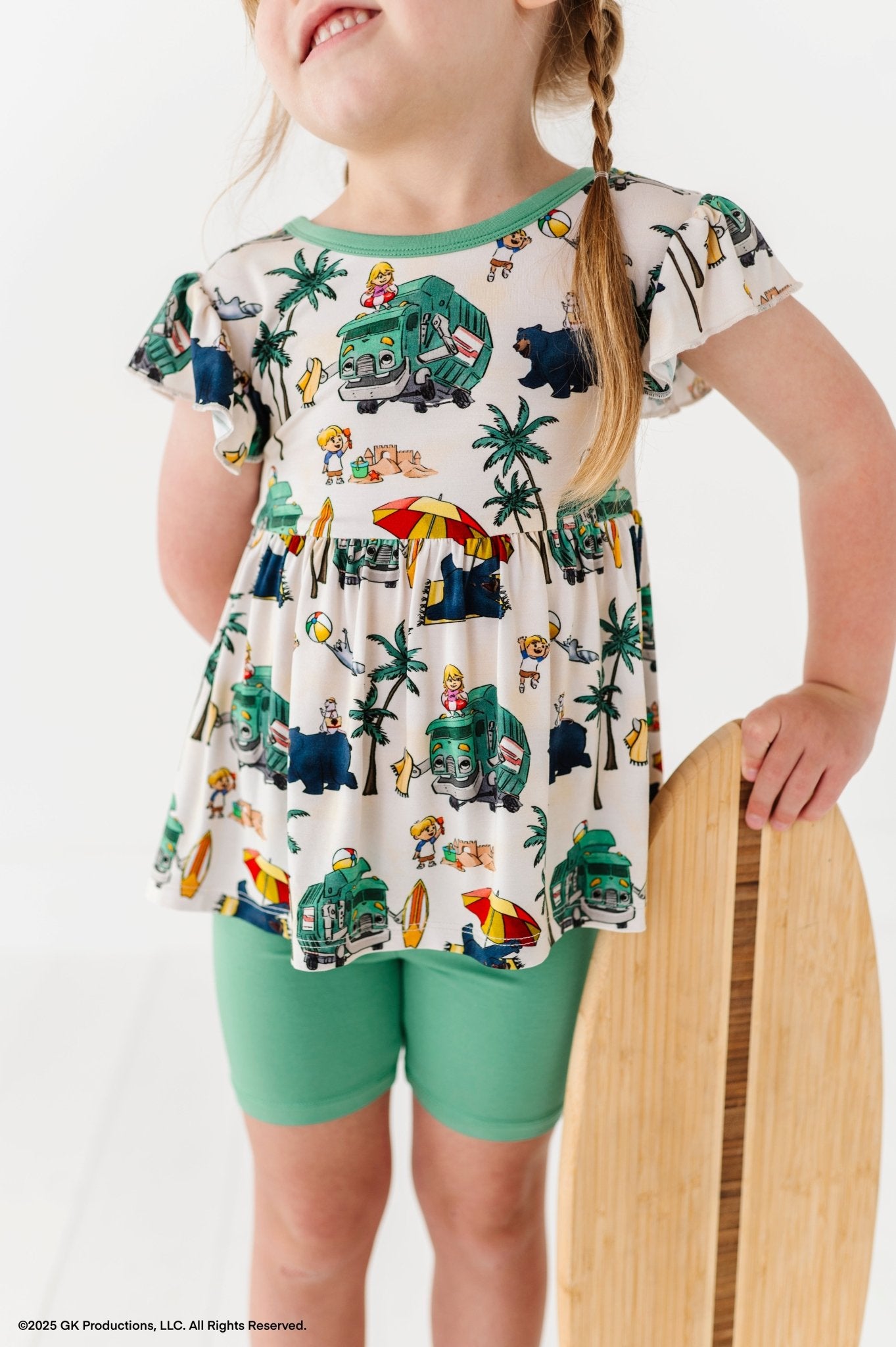 PEPLUM WITH SHORTS - TRASH TRUCK™ BEACH DAY - The Sleepy Sloth