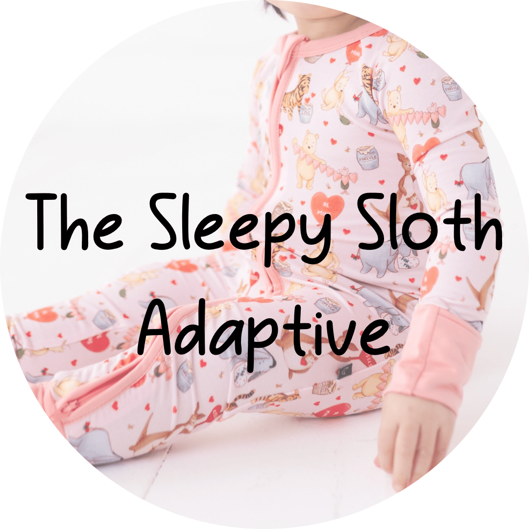 PREORDER ADAPTIVE ZIP JAMMIES - 100 ACRES OF KISSES PREORDER - The Sleepy Sloth