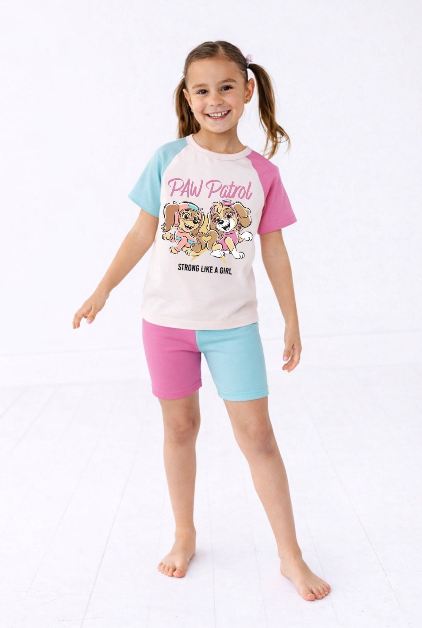 PREORDER GRAPHIC TEE WITH BIKER SHORTS - PAW PATROL™ STRONG LIKE A GIRL - The Sleepy Sloth