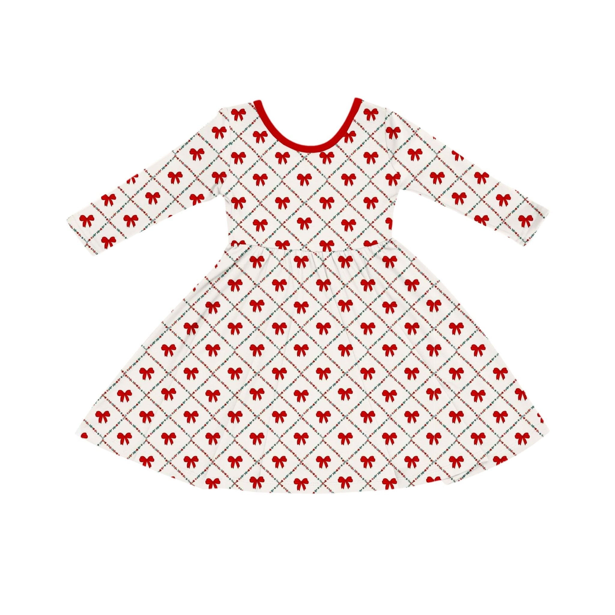 PREORDER LONG SLEEVE TWIRL DRESS* - BOW HO HO PREORDER - The Sleepy Sloth