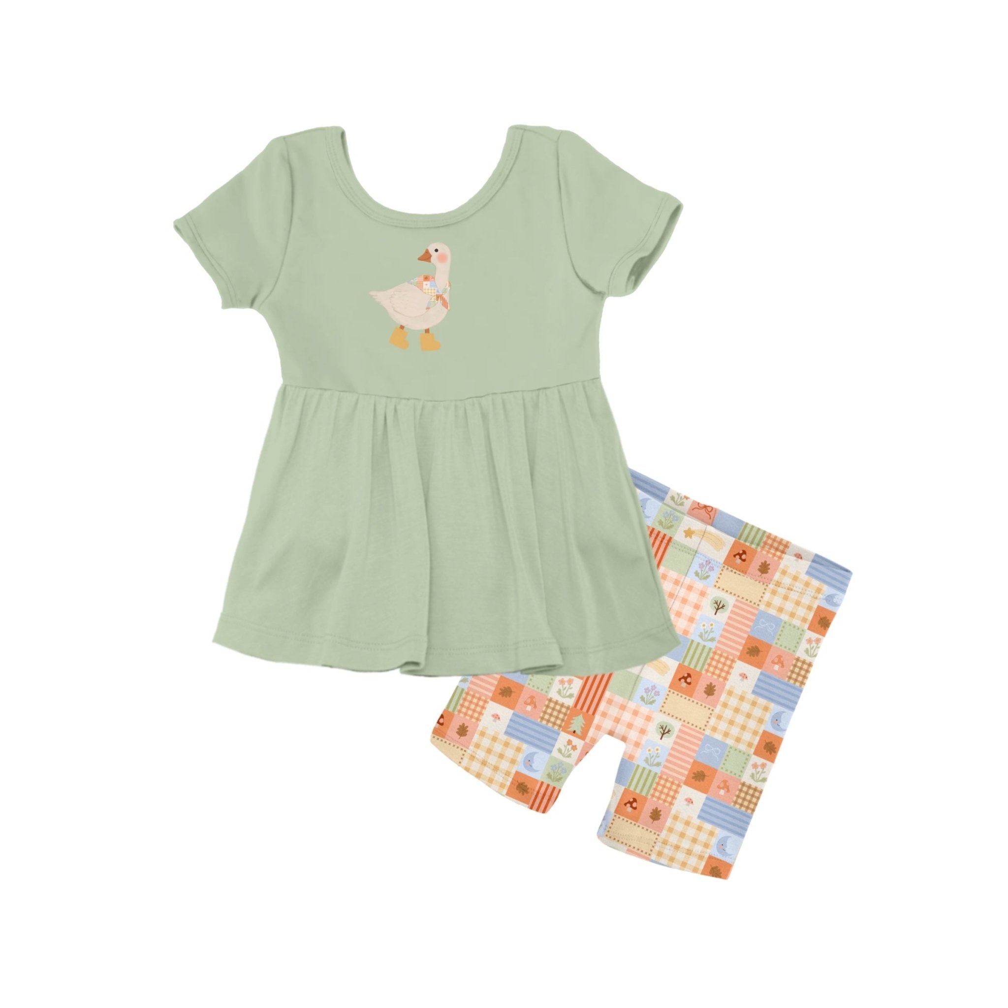 PREORDER PEPLUM WITH SHORTS - STORYBOOK PLAID - The Sleepy Sloth