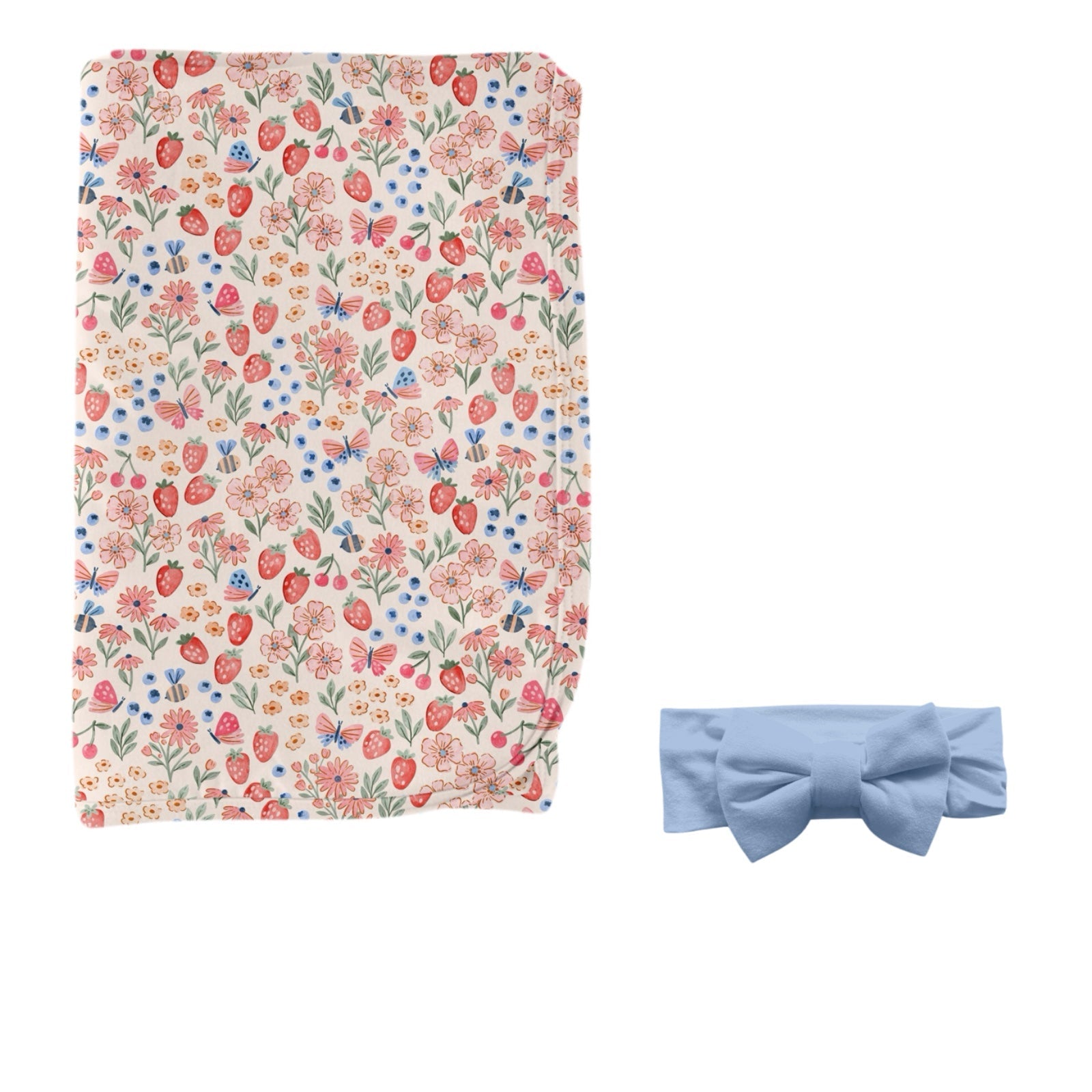 Preorder Swaddle Bow Set - Berry Blossom - The Sleepy Sloth