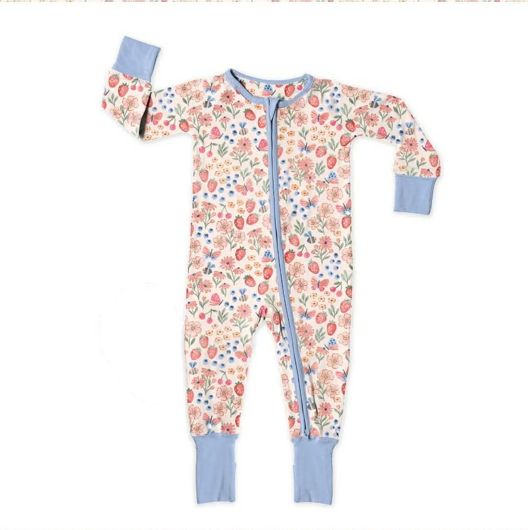 Preorder Zip Jammies - Berry Blossom - The Sleepy Sloth
