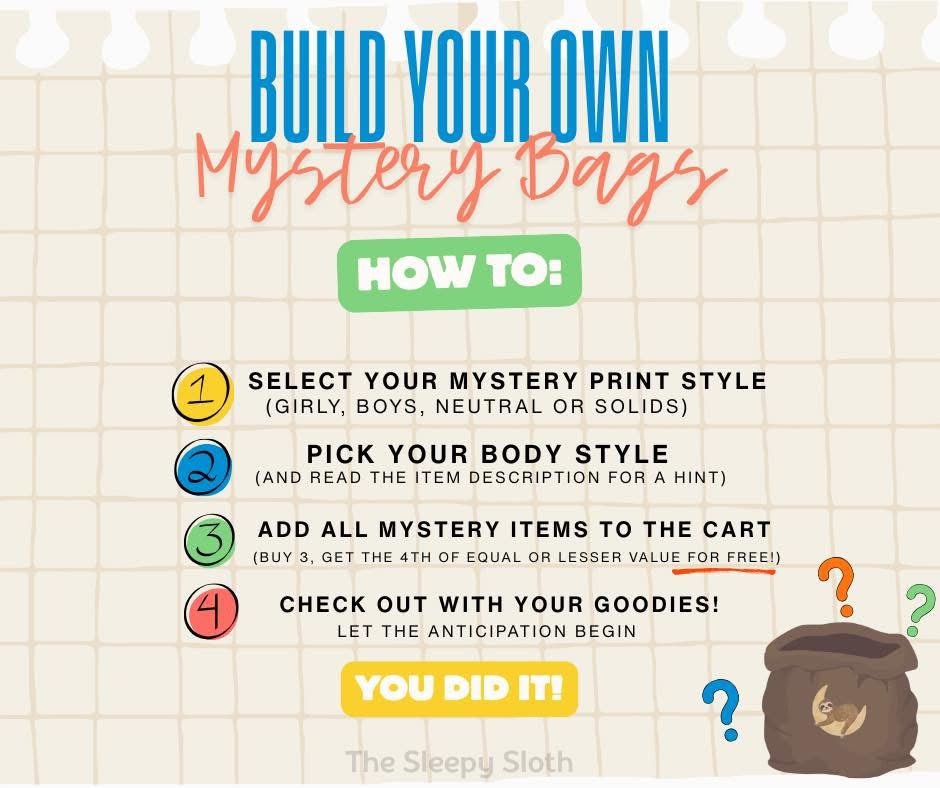 PREORDER ZIP JAMMIES - MYSTERY BOY PRINT A - The Sleepy Sloth