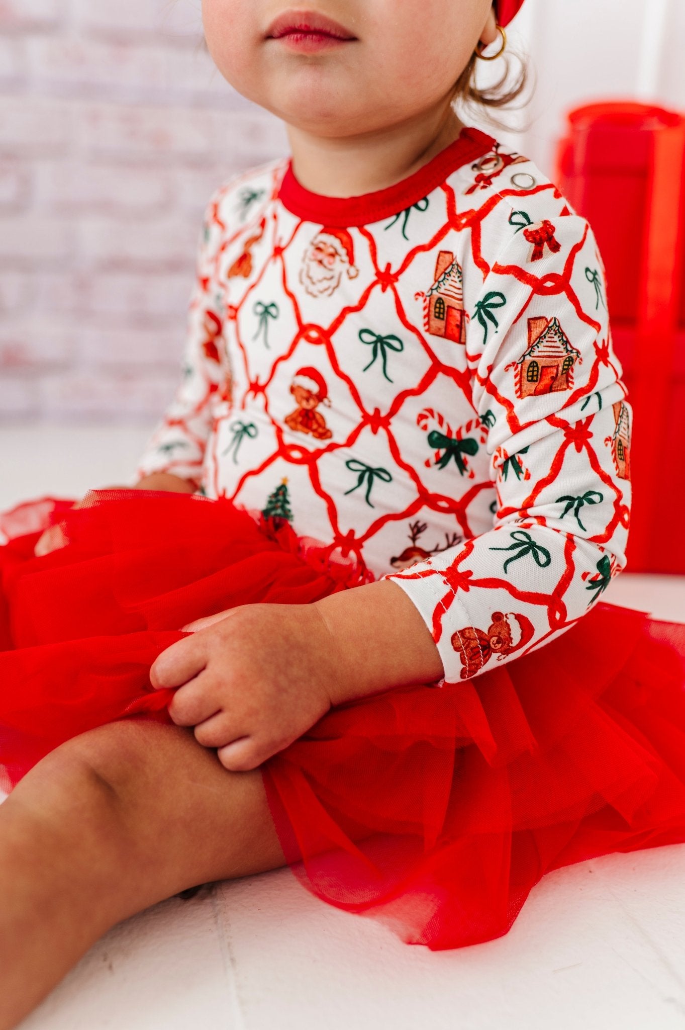 PRESALE BODYSUIT LONG SLEEVE TULLE DRESS - PEPPERMINT PARADE - The Sleepy Sloth