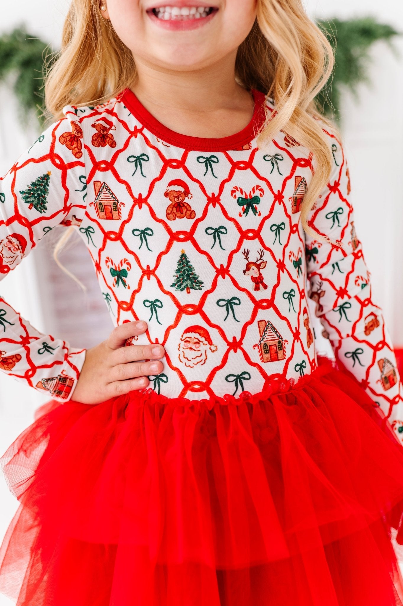 PRESALE LONG SLEEVE TULLE DRESS - PEPPERMINT PARADE - The Sleepy Sloth