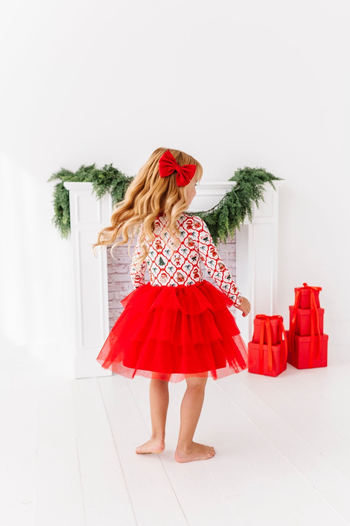 PRESALE LONG SLEEVE TULLE DRESS - PEPPERMINT PARADE - The Sleepy Sloth