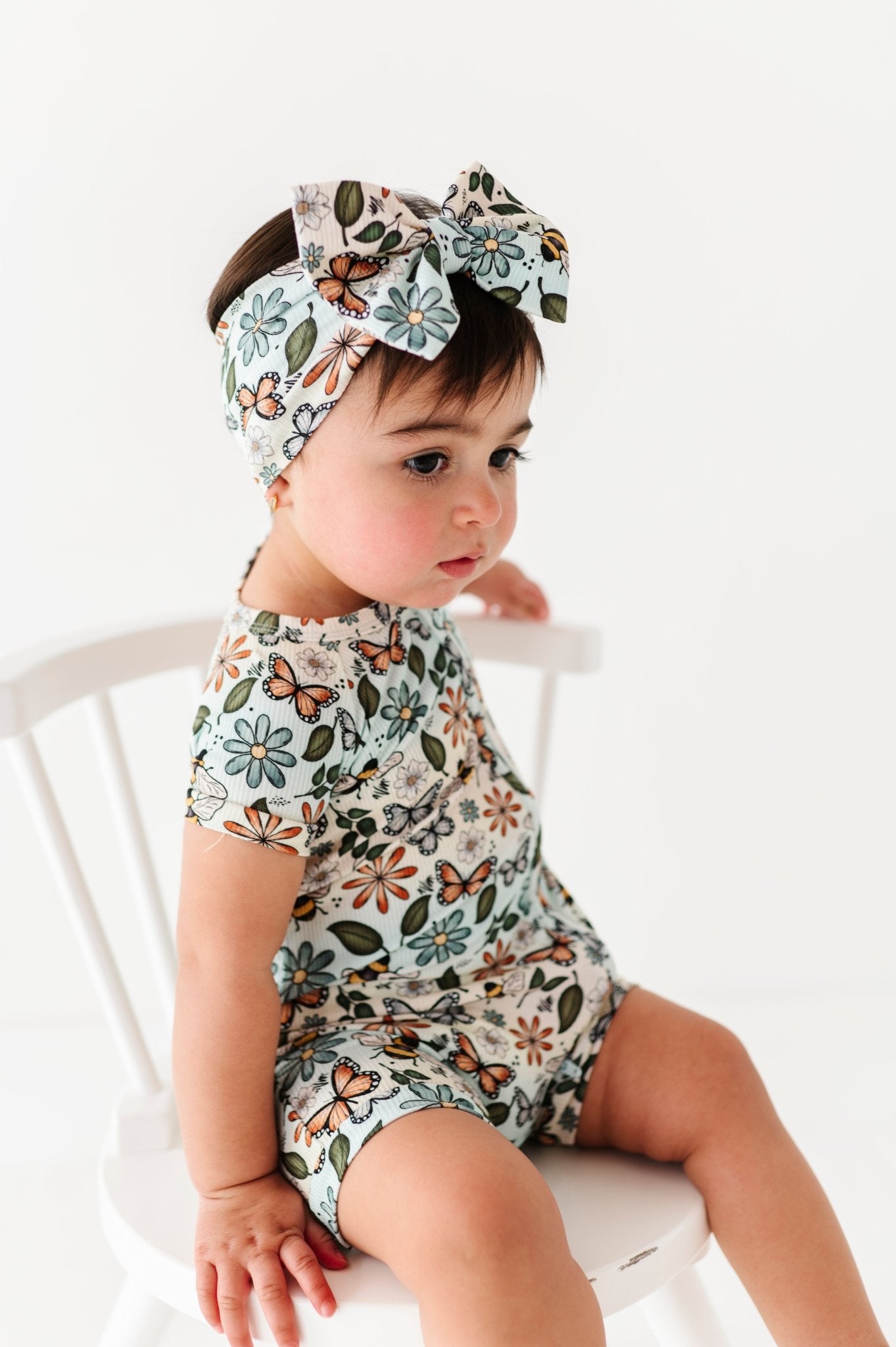 RIBBED PRINTED BOW - BUZZING BLOSSOMS - The Sleepy Sloth