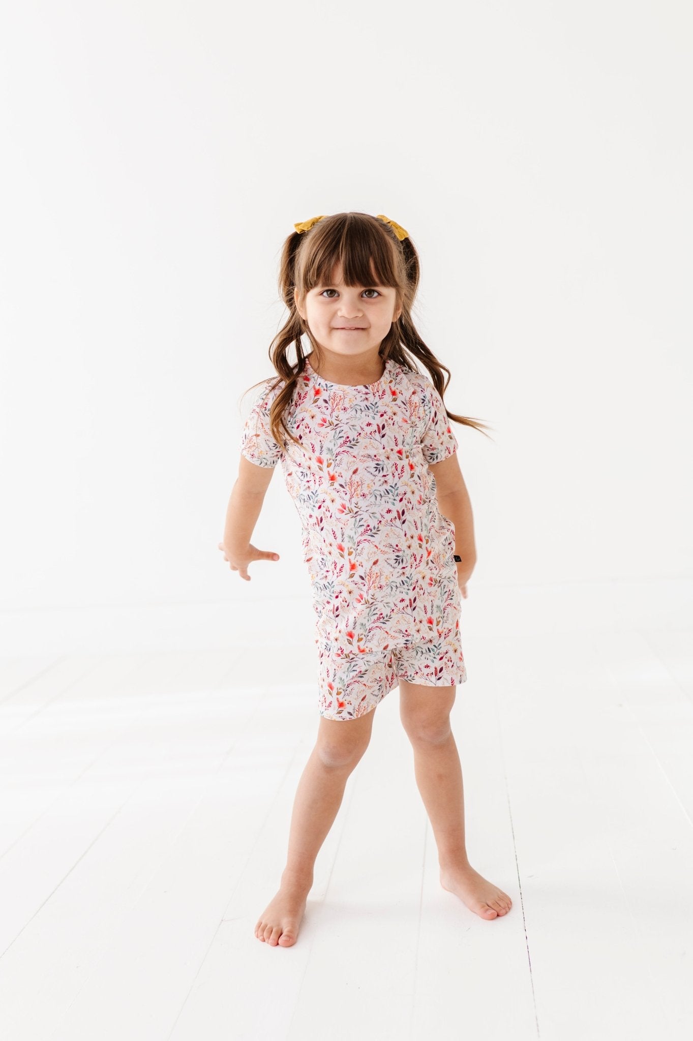 RIBBED SHORT TWO PIECE JAMMIES - FALL FOLIAGE - The Sleepy Sloth